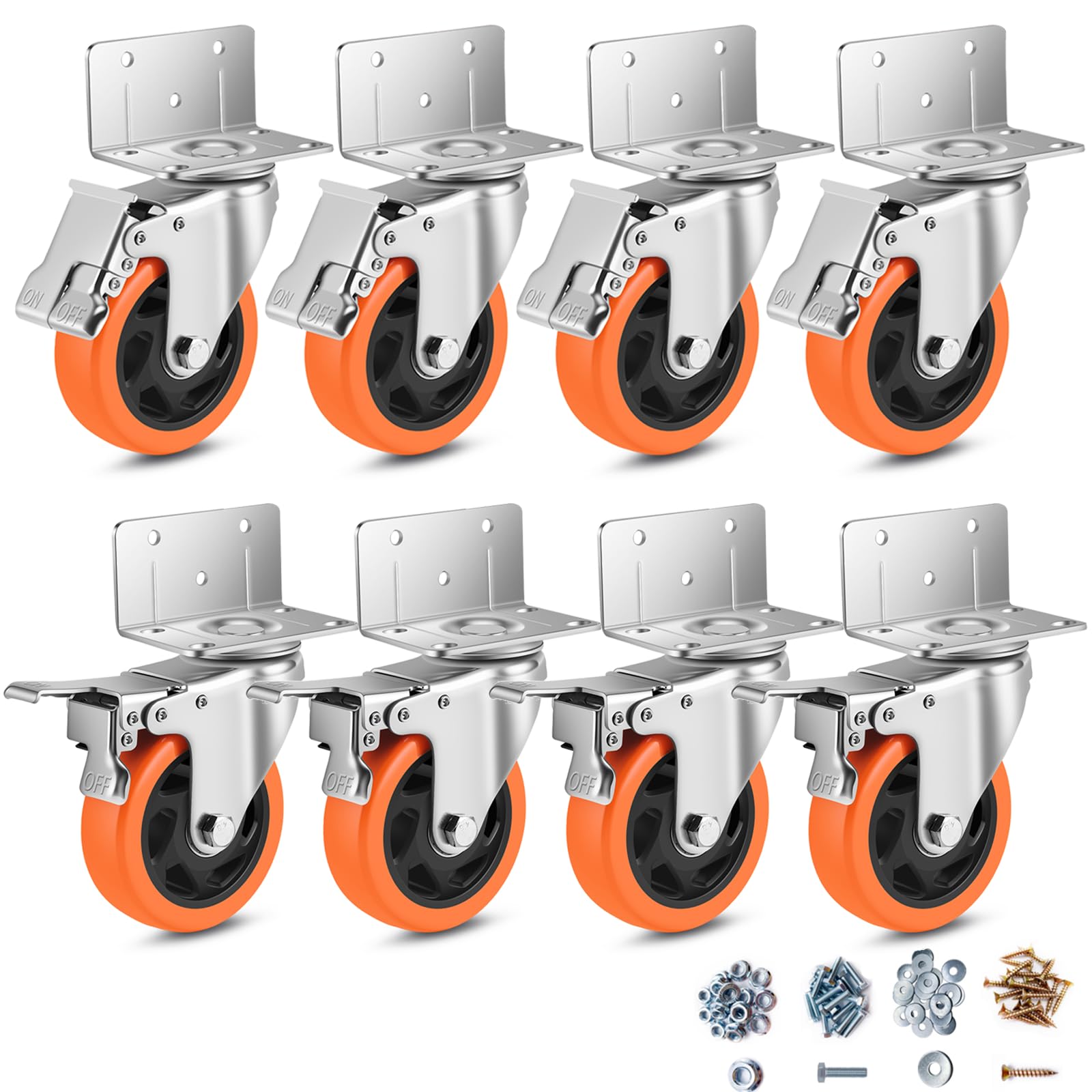 Heavy Duty Caster Wheels with Brake - Set of 4 -11