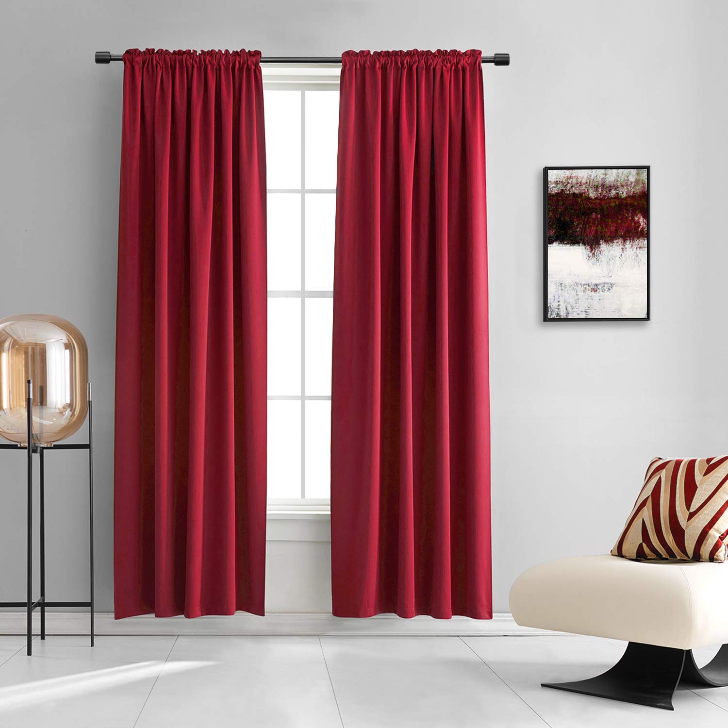 DONREN Blackout Pocket Curtains for Windows 2 Panels 42" W 2 Pack|42" Wide by 84" Long Chili Red — image 1