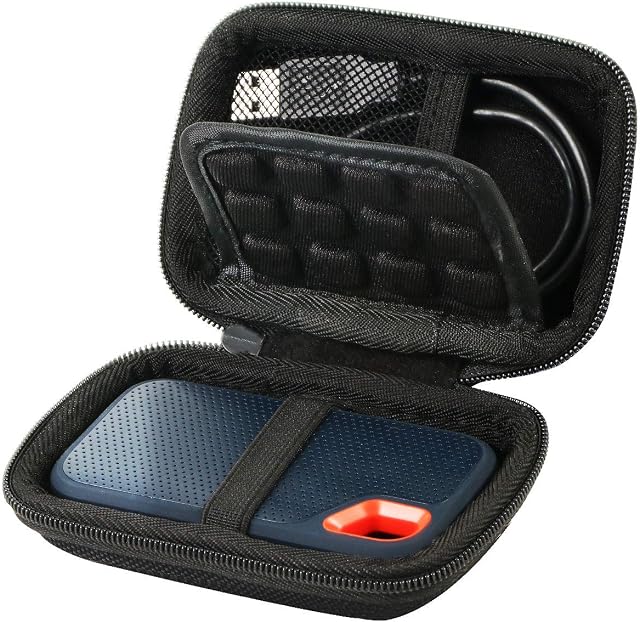 Khanka Hard Case Cover for SanDisk Extreme Portable SSD 1 TB /2 TB /250 GB /500 GB Hard Drive External,Case Only (Fits-Extreme, Black zipper)