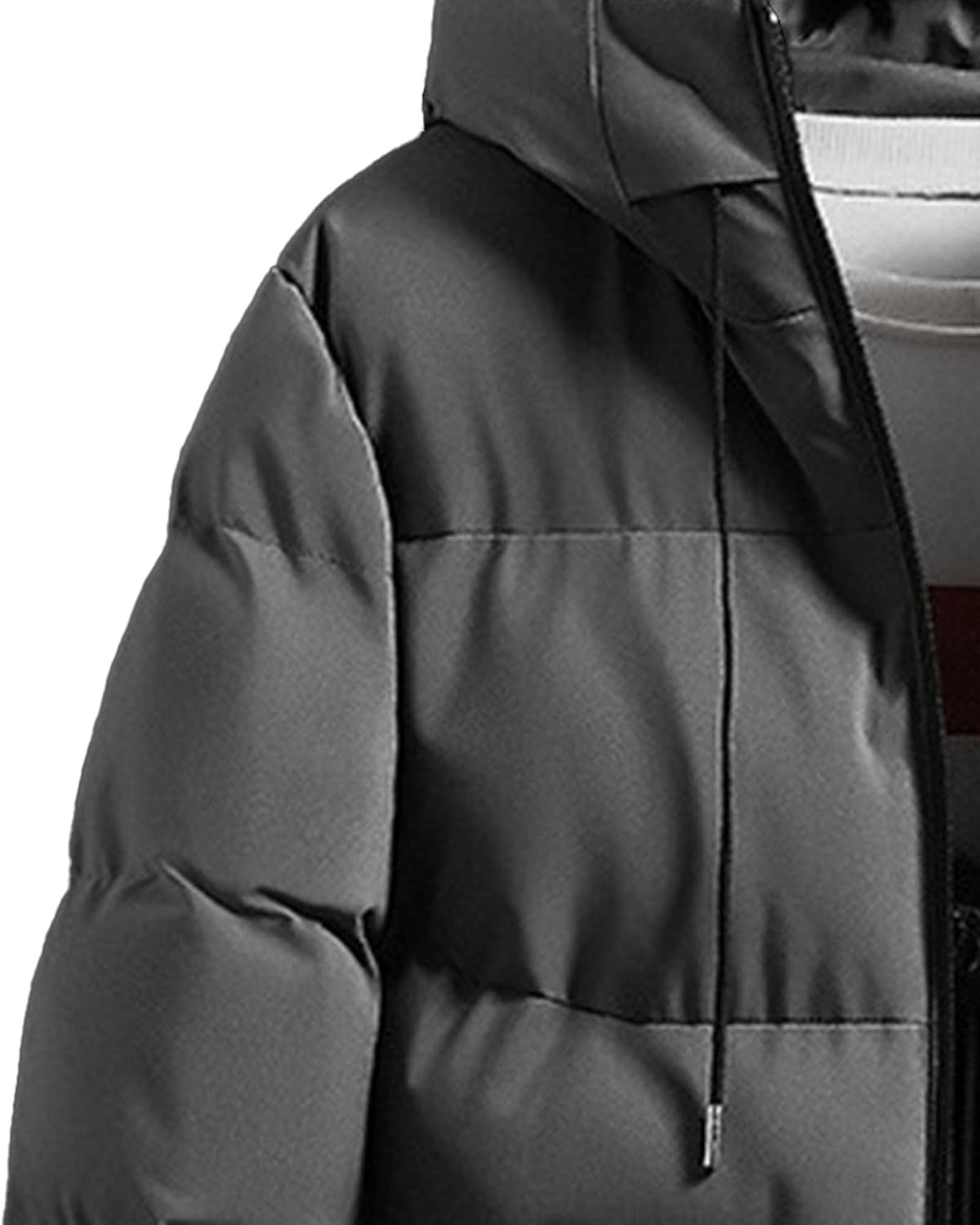 Men's Hooded Zip Up Puffer Jackets Insulated Warm Down Coats Thermal Puffy Winter Jackets for Running Travel