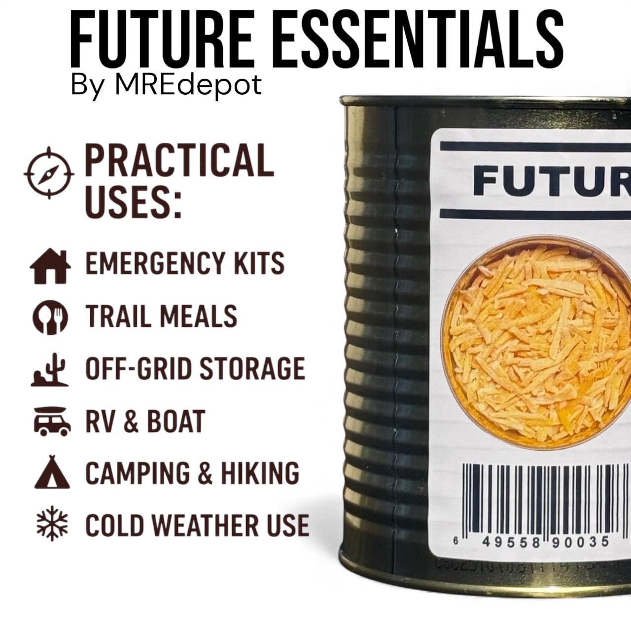 Future Essentials Freeze Dried Shredded Sharp Cheddar Cheese – #2.5 Can – Emergency Food Supply – 25-Year Shelf Life – Made in USA & Easy to Use in Recipes, 10 oz, 1-Pack
