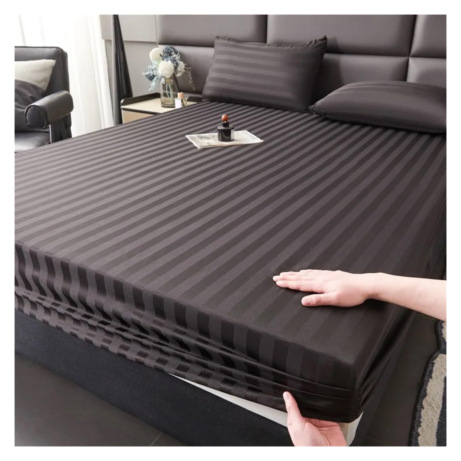 Wasserdichter Matratzenbezug Glattes Bettlaken, hautfreundliches Spannbettlaken, Sommerbettbezug, Einzel-/Queen-/Kingsize-Bettwäsche(Color03,180x200cm 3pcs Set)