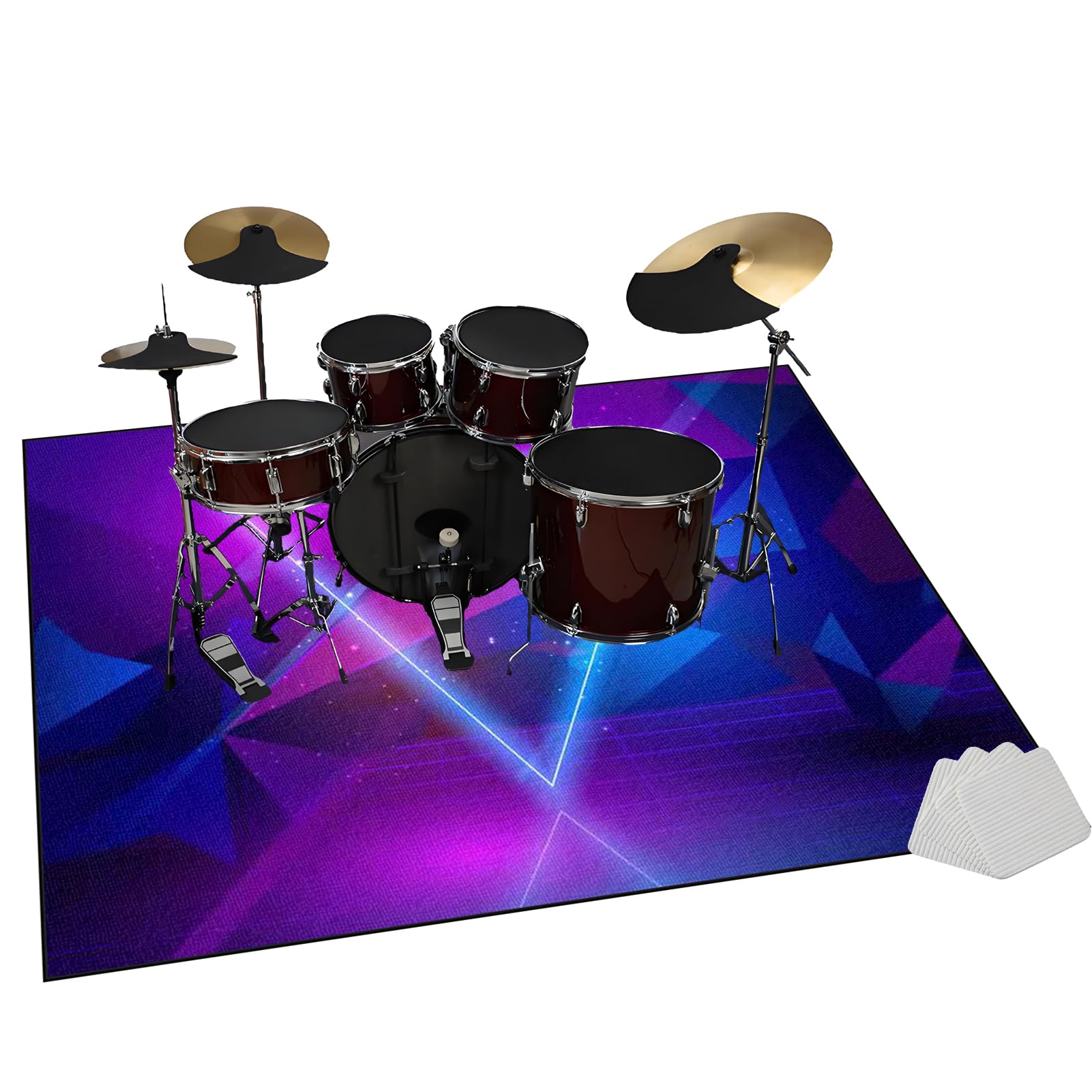 Dywaniki perkusyjne 120 x 70 cm, antypoślizgowy koc do elektronicznego zestawu perkusyjnego, bębna basowego, werbla i innego instrumentu muzycznego, mata bębna, mata dźwiękoszczelna