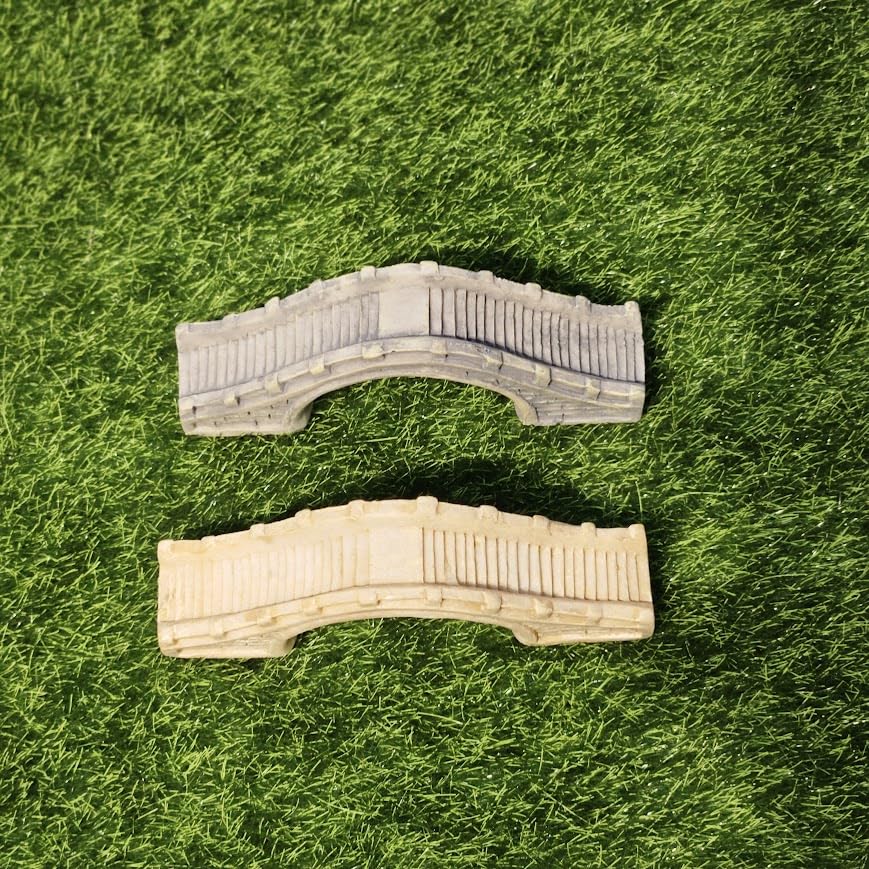 Image of Miniature Resin Bridge Set of 2 for Fairy Garden, Terrarium & Dollhouse, Mini Garden Bridge Decoration for Bonsai, Succulent Pot, DIY Craft & Gift