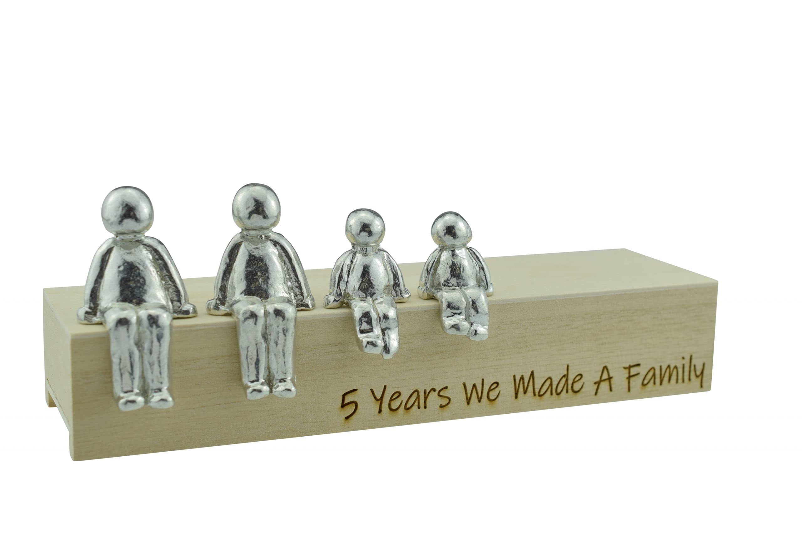 Pomysł na 5. rocznicę - 5 lat 'We Made A Family' metalowa ozdoba - wybierz kombinację rodzinną (2 dzieci)