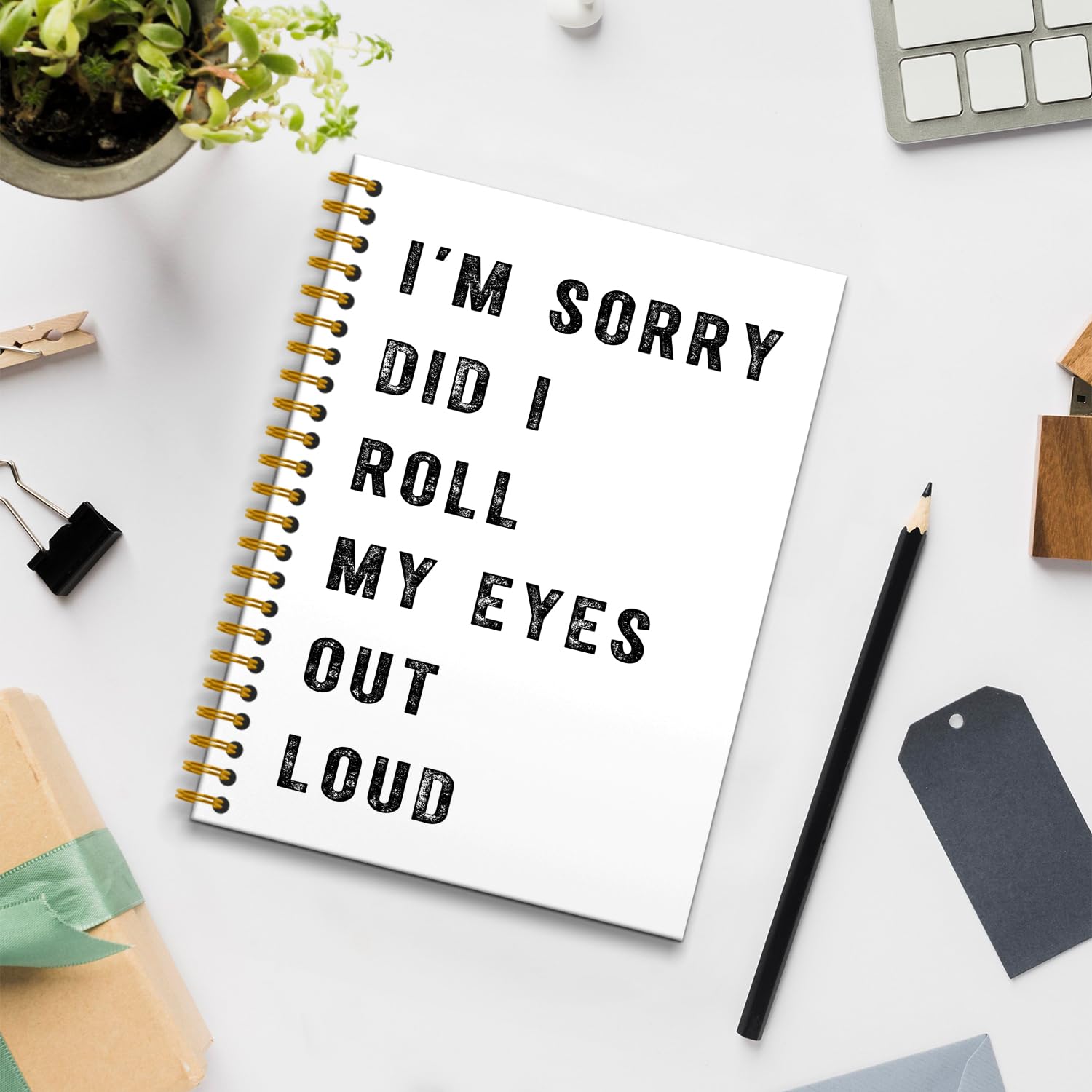 RUNMESS Lustige Notizbücher für die Arbeit, Büro, Humor, Geschenke für Kollegen, Frauen, Männer, lustiges Bürobedarf, I'm Sorry Did I Roll My Eyes Out Loud, Hardcover, Spiralnotizbuch, 14 x 21 cm