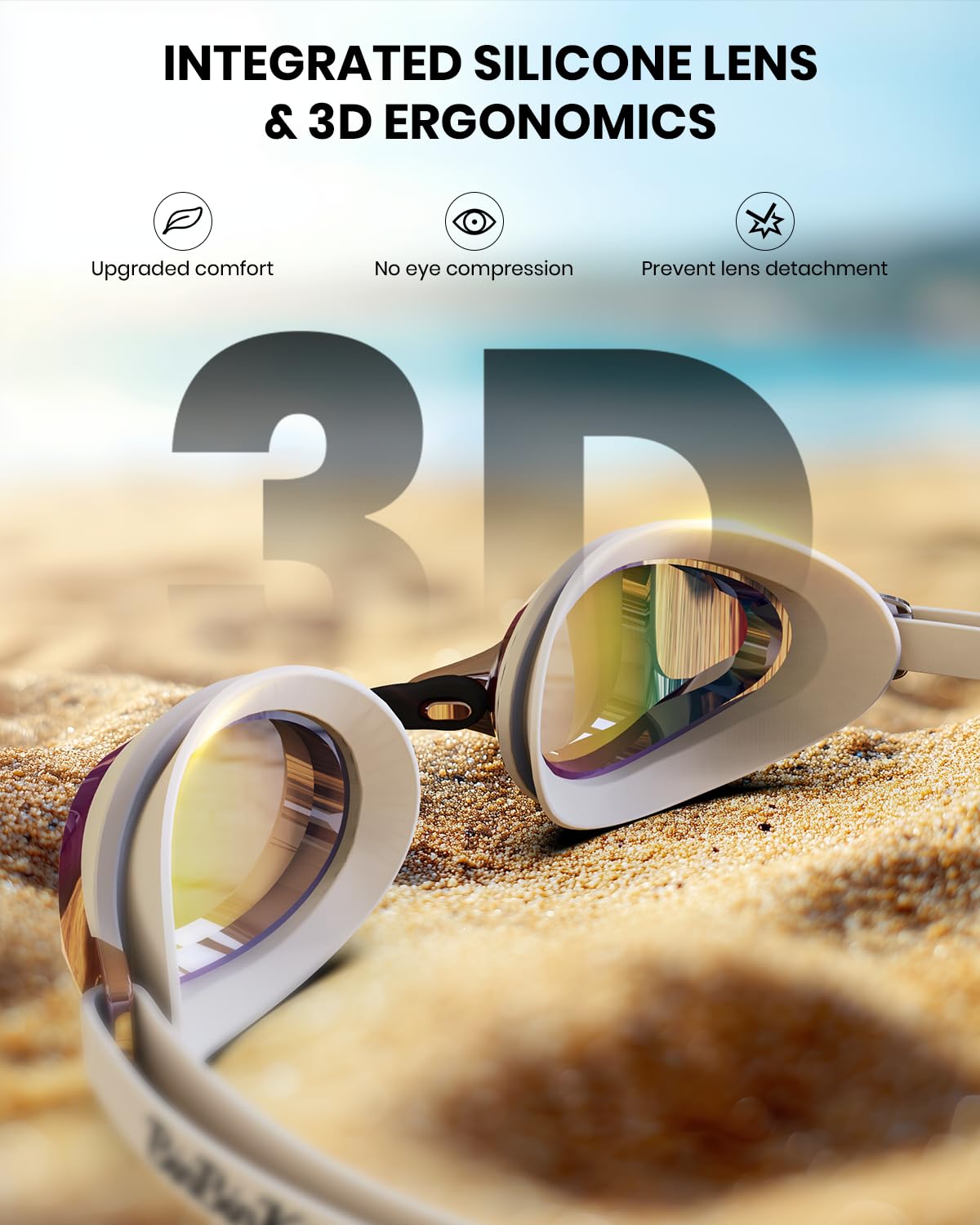 Renn-Schwimmbrille für Erwachsene und Jugendliche, 180° breite klare Sicht, Anti-Beschlag/UV, kein Auslaufen, Schwimmbrille für Männer und Frauen