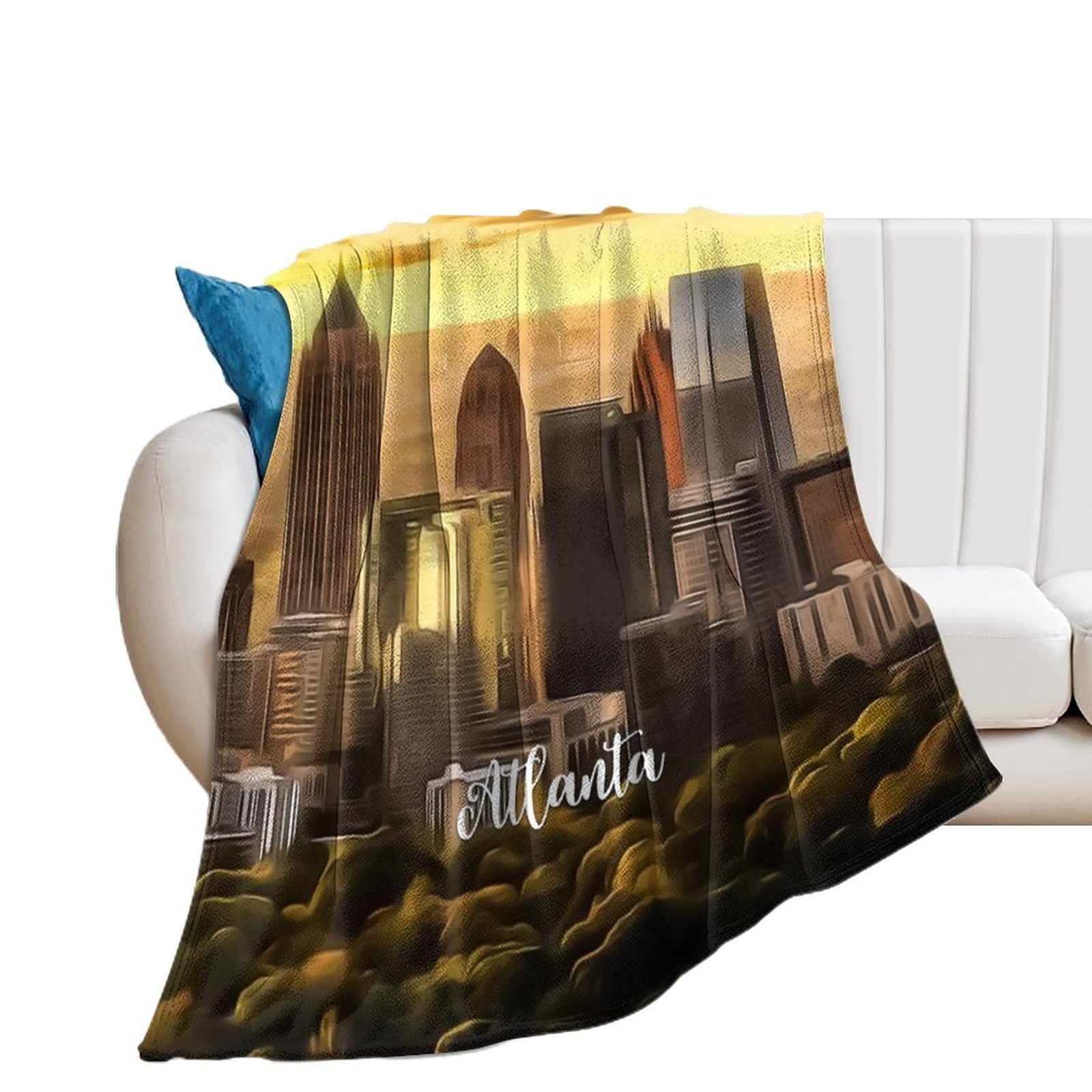 Couverture flanelle Atlanta cadeau idéal pour elle grand plaid chaud paysage naturel 177x203
