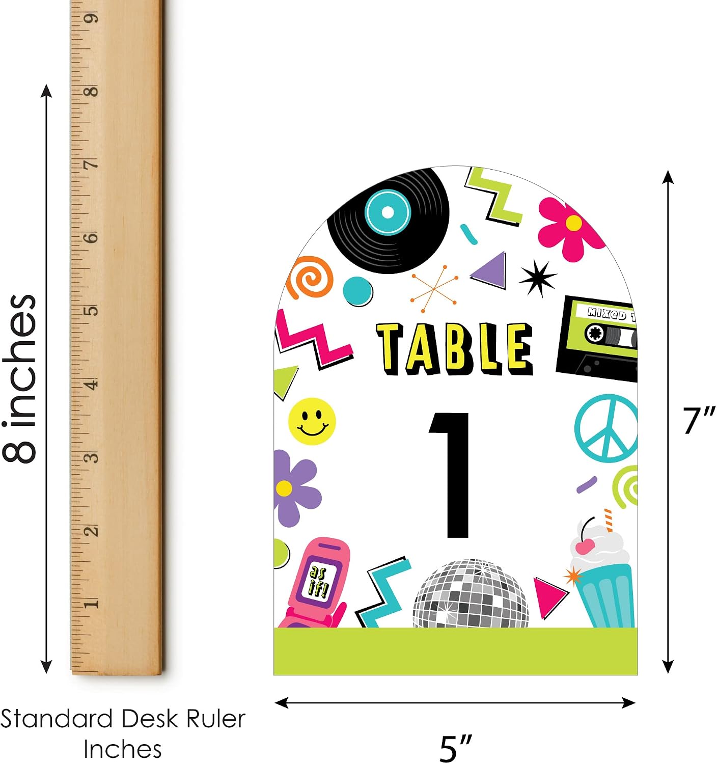 Big Dot of Happiness Through the Decades - 50s, 60s, 70s, 80s, and 90s Party Double-Sided 5 x 7 inches Cards - Table Numbers - 1-20