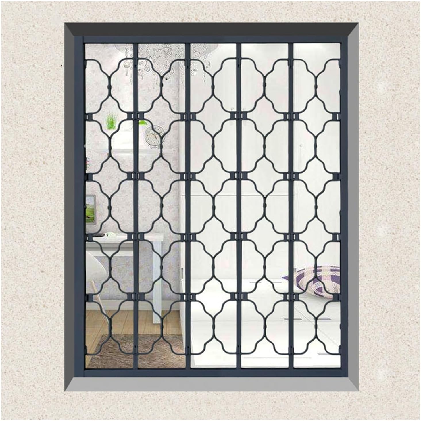 Aluminum Accordion Door Pull Down Window Guard Gate - Invisible Sliding Panel Security Bars for Bedroom, Office & Mall - 70x80cm Folding Design