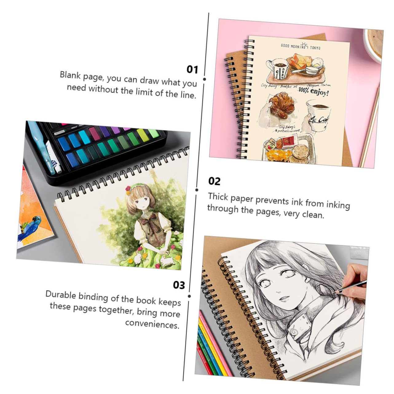 1pezzi Quaderno per Schizzi Pittura e Graffiti per Studenti e Amatoriali Carta Spessa e Resistente da Pagine per Disegni e Scrittura Creativa un Regalo per Amici e Famiglie