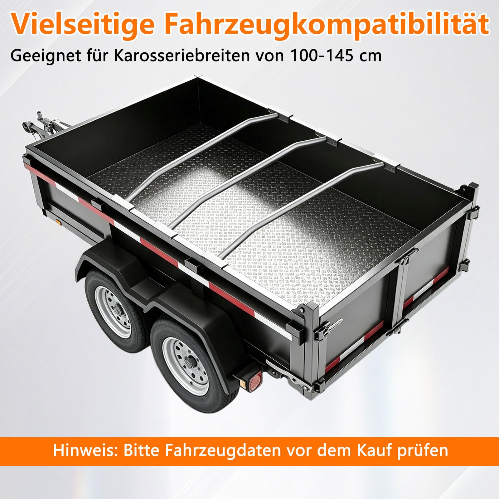 3 x uchwyt na plandekę do przyczep, uchwyt płaski, aluminium, lekki i wytrzymały, ze śrubą pokrętła, regulacja długości (100-145 cm), nadaje się do różnych modeli pojazdów
