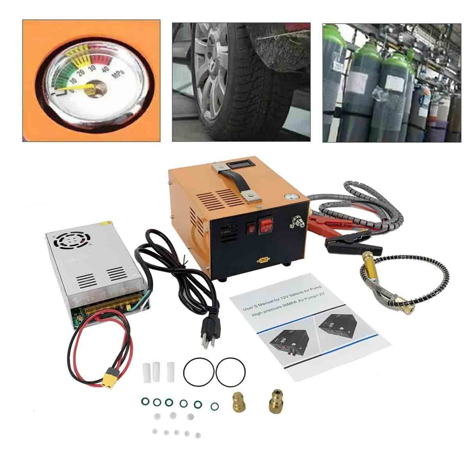 Sprężarka powietrza PCP, 350 W 12 V Wysokociśnieniowy transformator sprężarki powietrza Pompa powietrza PCP Pompa sprężarki powietrza z wbudowanym chłodzeniem