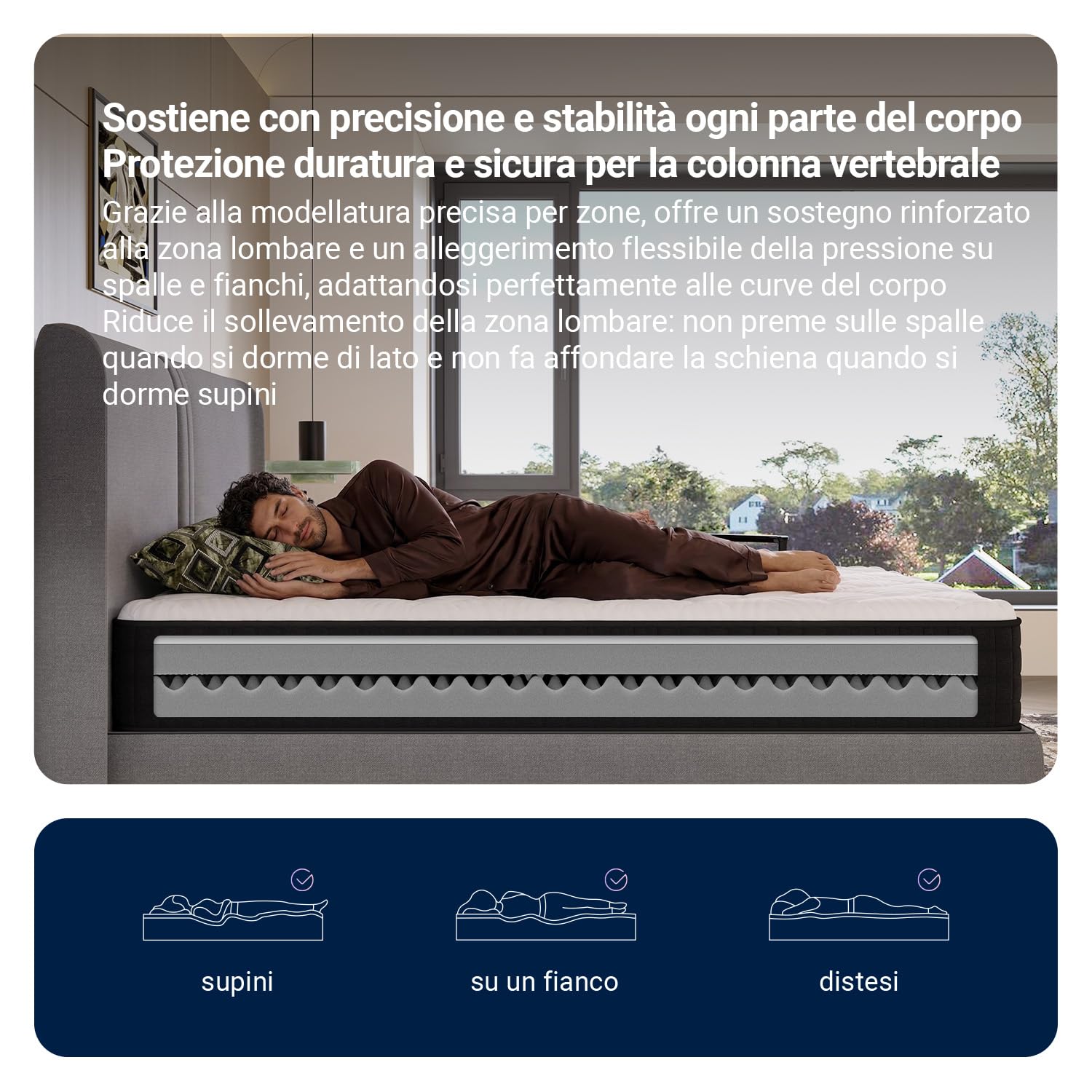 Avenco Materasso 160x190, Materasso Matrimoniale in Schiuma di Bambù, Tessuto Riempito con Gel Memory Foam Traspirante, Supporto Perfetto Si Adatta al Corpo e Migliora il Sonno