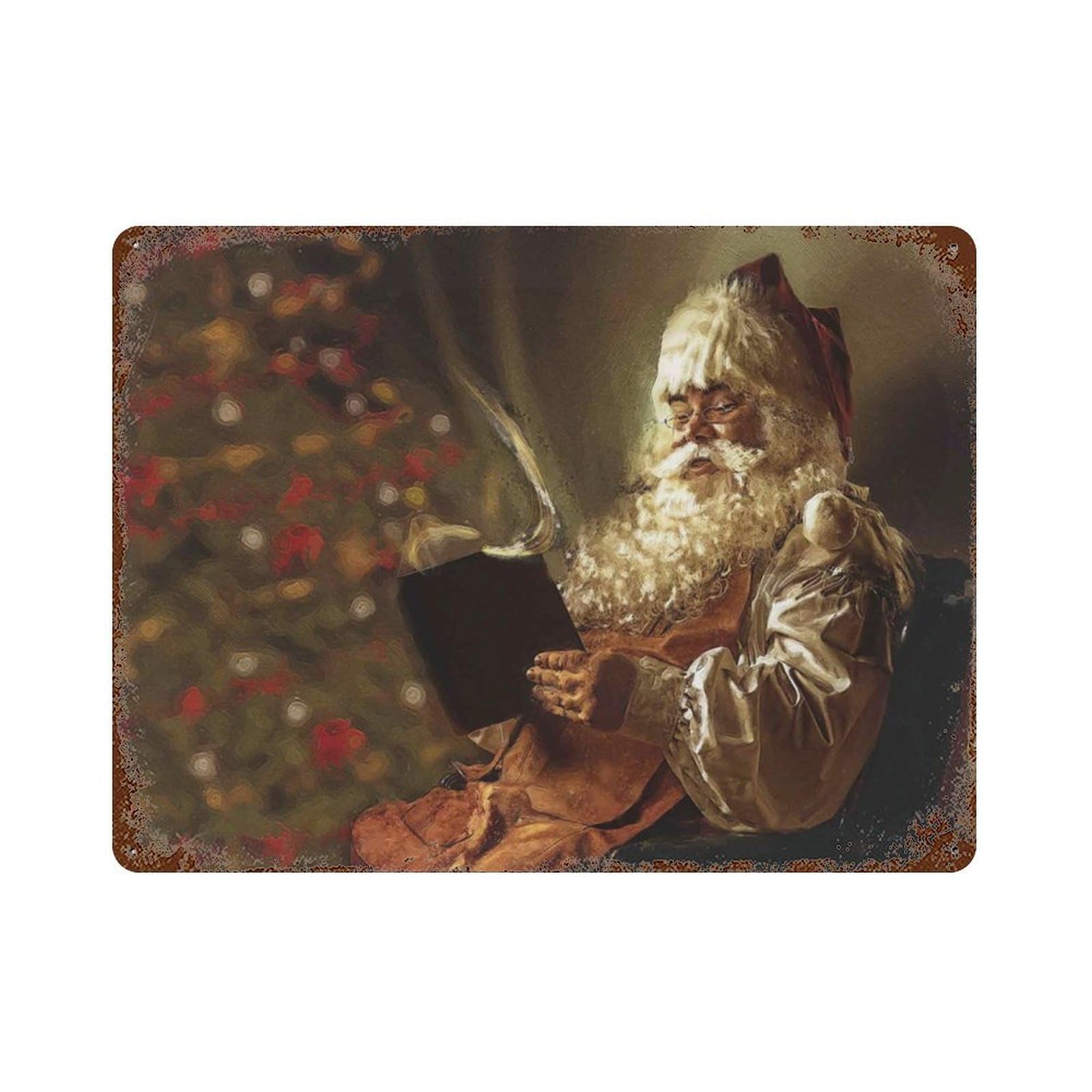xiaoxiaoshen Vintage Santa Claus Painting_ Christmas Cottagecore Wall Decor Art Metal Tin Poster Modern Home Decor Art Home Bar Shop Decorations Vintage Sign 30x40cm