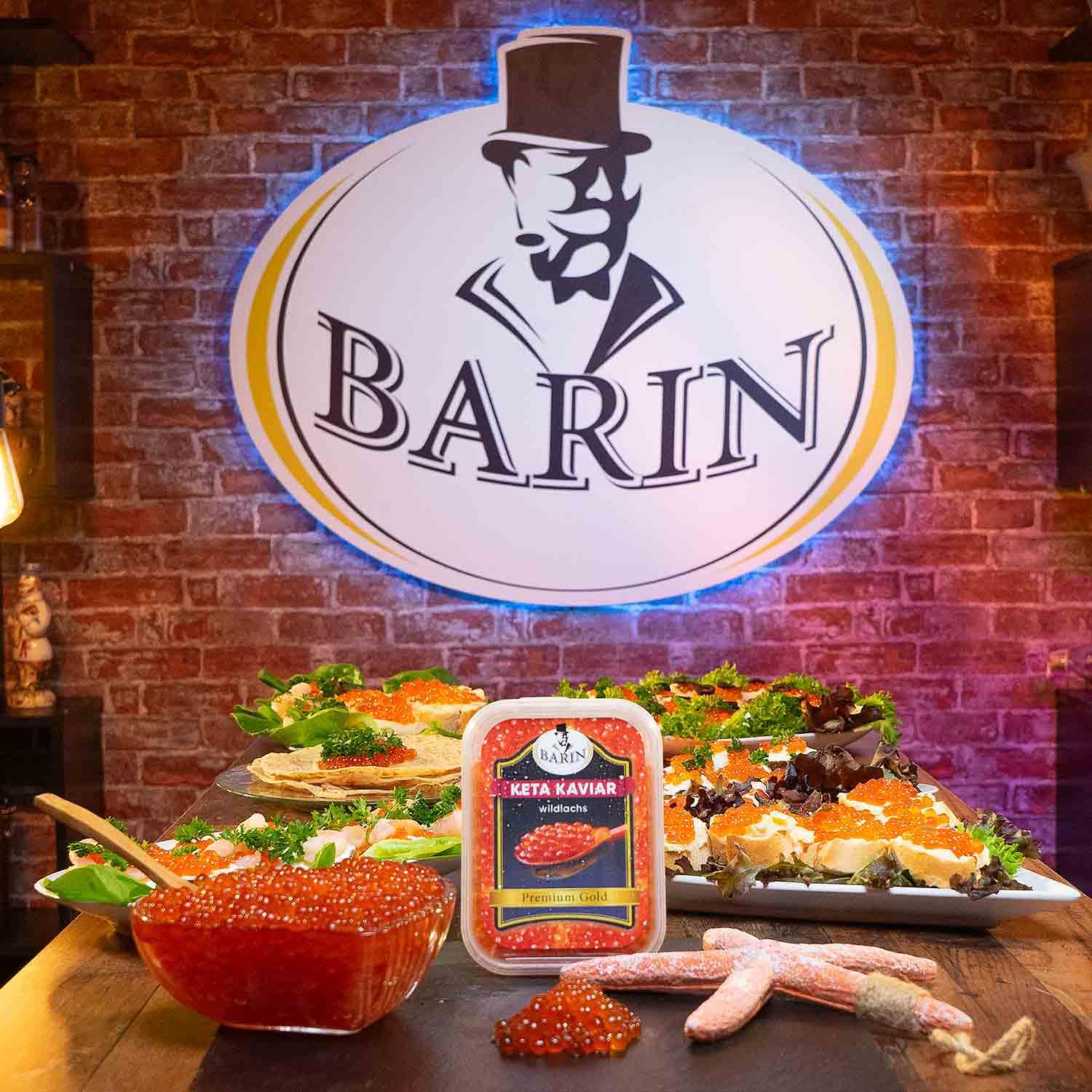 BARIN Premium Gold Keta Lachskaviar 250g Roter Kaviar Tiefgefroren Wildlachs aus Alaska