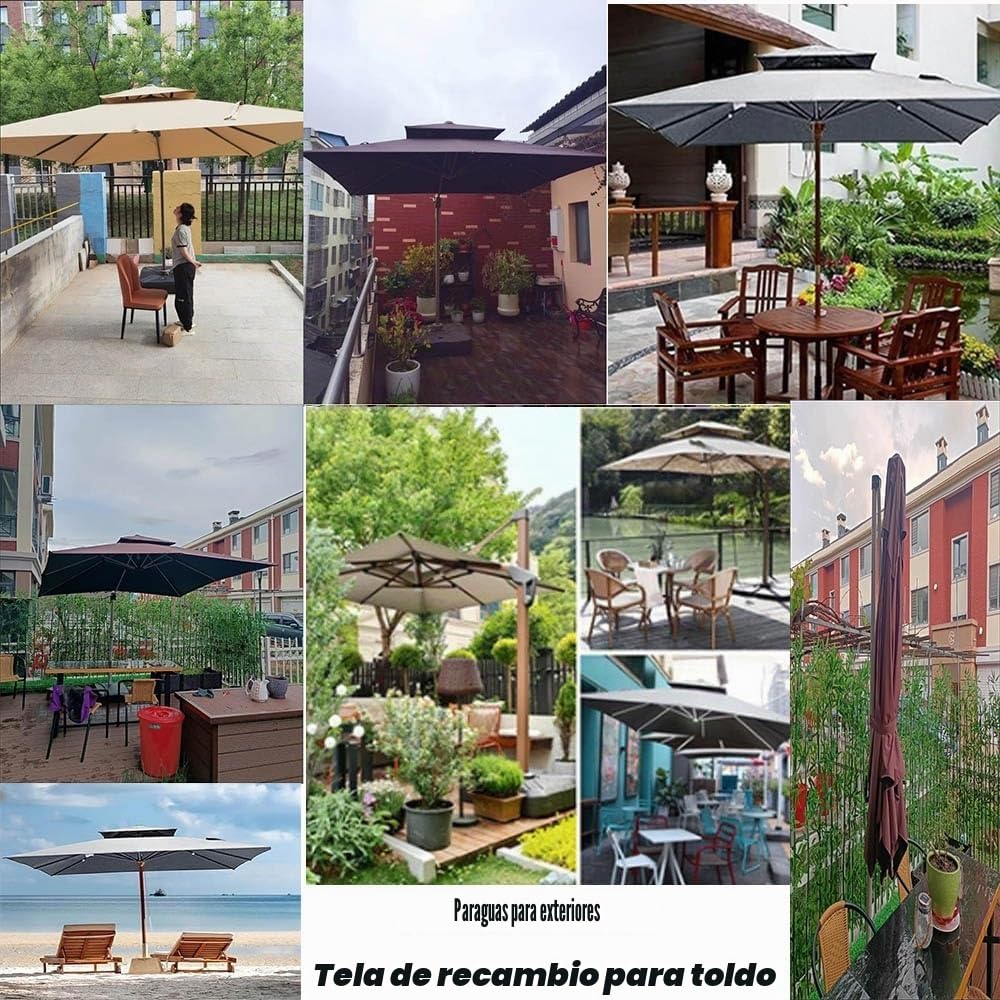 Tela De Repuesto Parasol 300x300cm 250x250cm Toldo De Repuesto para Sombrilla Cuadrada, Protección UV 30+ Toldo De Recambio Impermeable(Khaki,250x250cm(8x8ft))