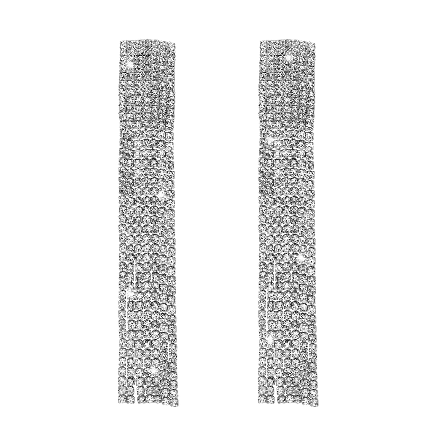 Shining Jewel - By Shivansh Crystal and AD Black Silver Plated Fancy Western Style Cocktail Chandelier Long Sholder Duster earrings for women (SJ_1957_BK) (B0BFLV3PYR) Amazon Price History, Amazon Price Tracker