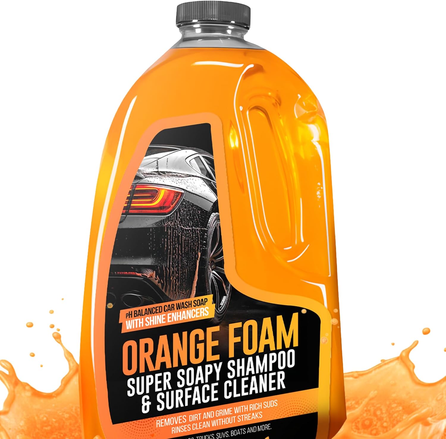 SwiftJet Orange Foam Car Wash Soap – pH Balanced Super Soapy Shampoo & Surface Cleaner – Thick Foaming Suds for Cars, Trucks, SUVs & Boats – Streak-Free Shine, Safe on Wax & Sealant (64 FL OZ) product image