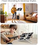 Music Stand, Kasonic 2 in 1 Dual-Use Folding Sheet Music Stand & Desktop Book Stand, Portable and Lightweight with Music Sheet Clip Holder & Carrying Bag Suitable for Instrumental Performance (White)