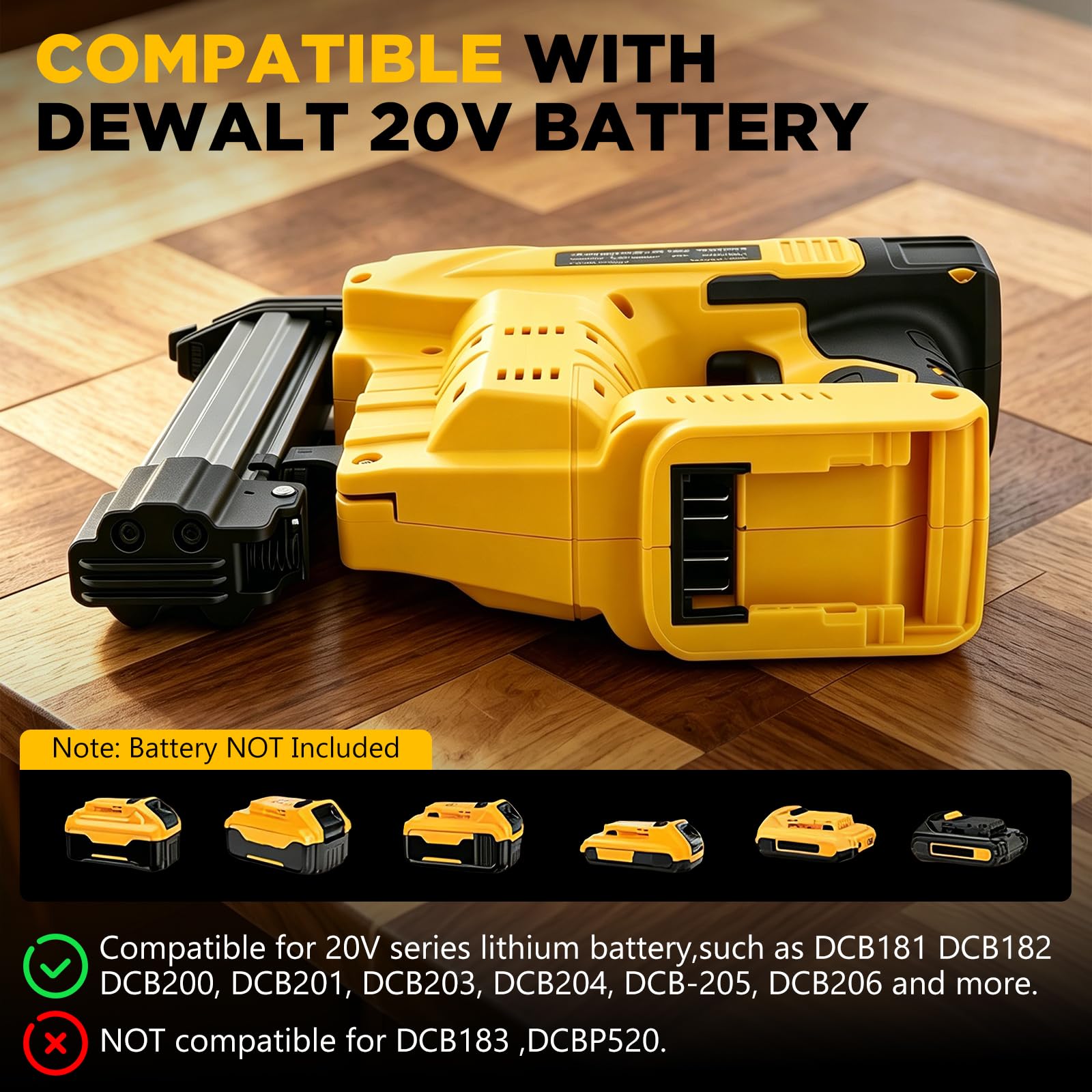 18GA, chiodatrice elettrica senza spazzole con 1000 chiodi e 1000 graffette, compatibile con batteria De-Walt da 20 V, per fai da te, mobili e riparazioni (senza batteria)