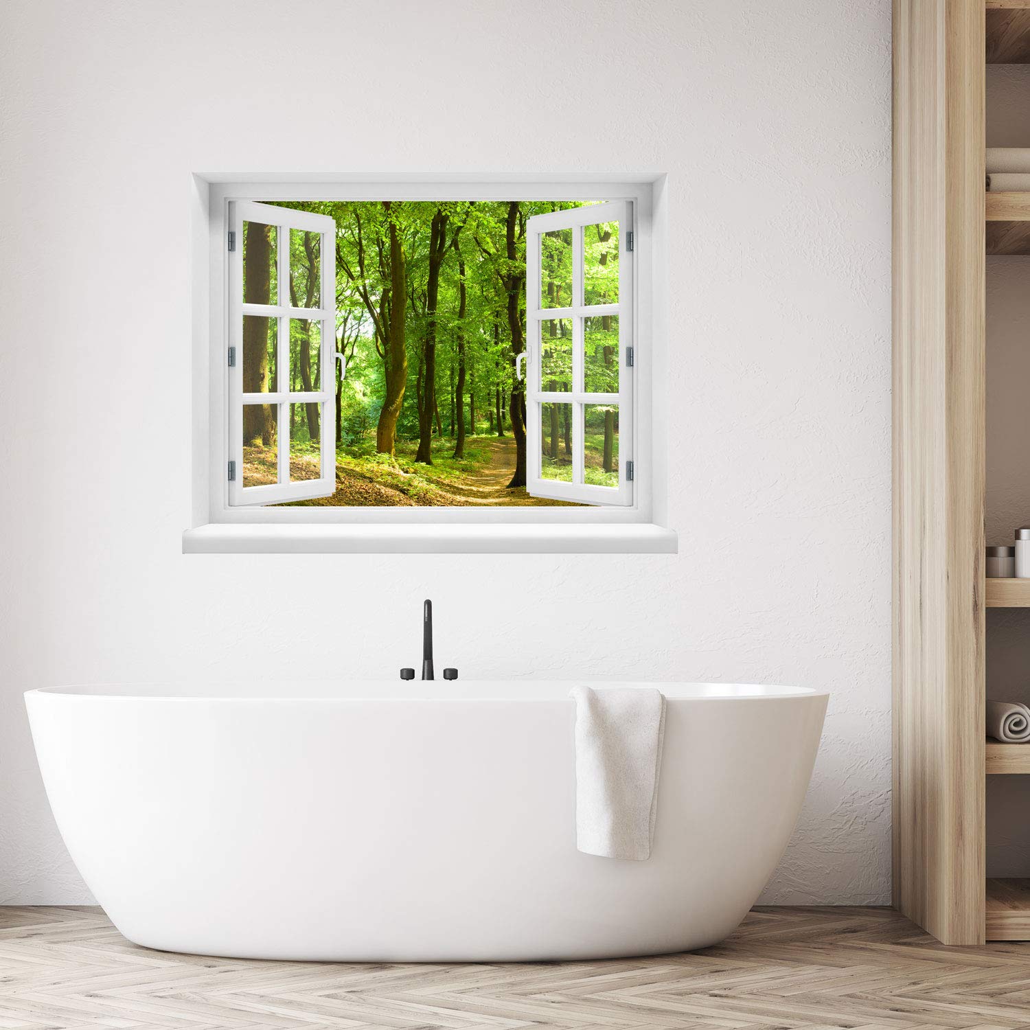 Wandtattoo - Fenster mit Aussicht auf Wald 120 x 94 cm – Wandsticker
