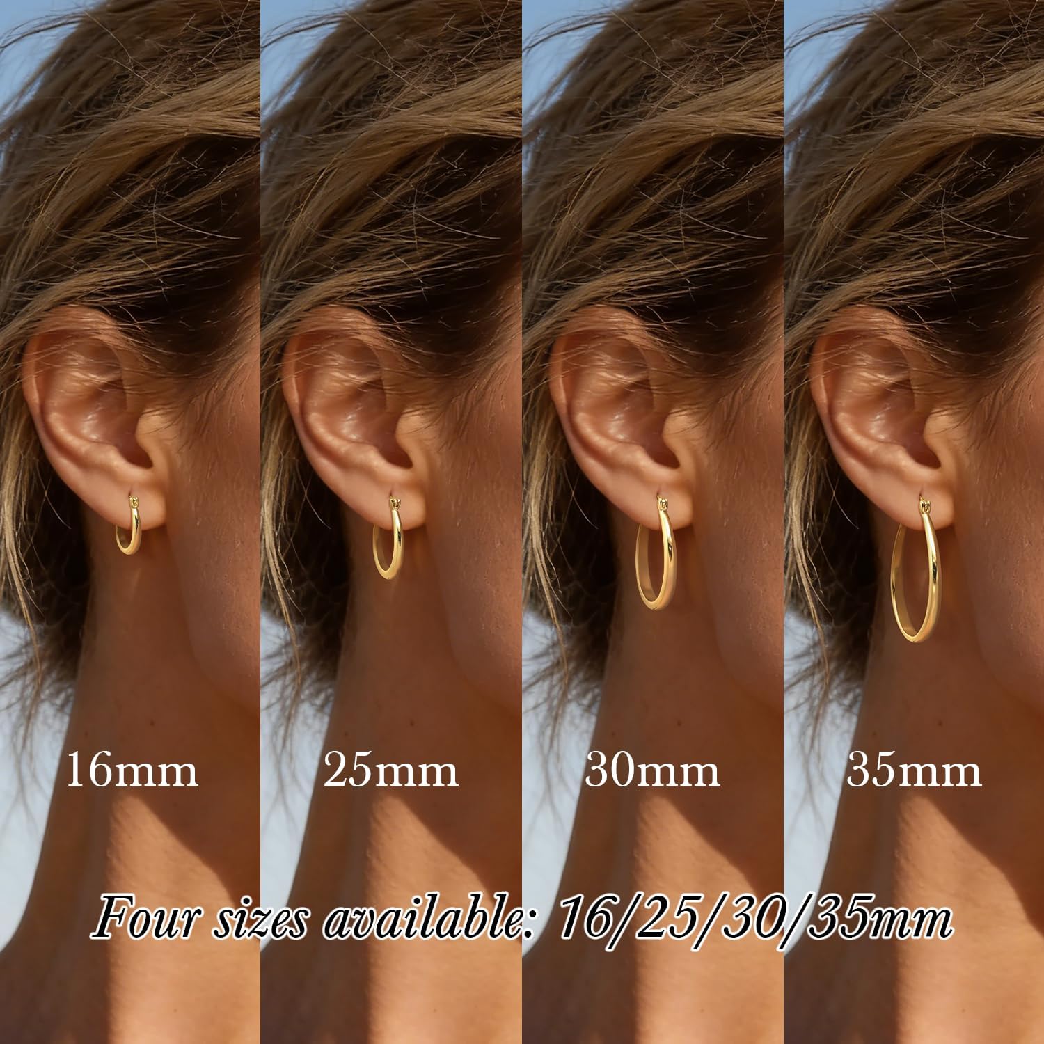 Gold Earrings for Women 14K Gold Hoop Earrings for Women Gold Hoop Earring for Womens Hoops U-shaped Playful Twist Hoops Earring for Womens 16/25/30/35mm