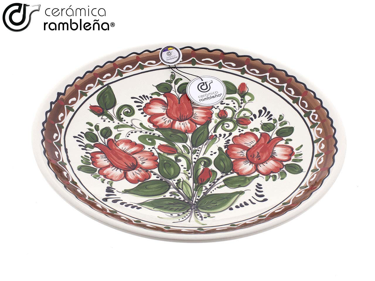 CERÁMICA RAMBLEÑA | Plato Decorativo para Colgar en Pared | Plato de cerámica | Plato de Pared | Plato Pared Modelo D33 | 100% Decorado a Mano | 35x35x5 cm