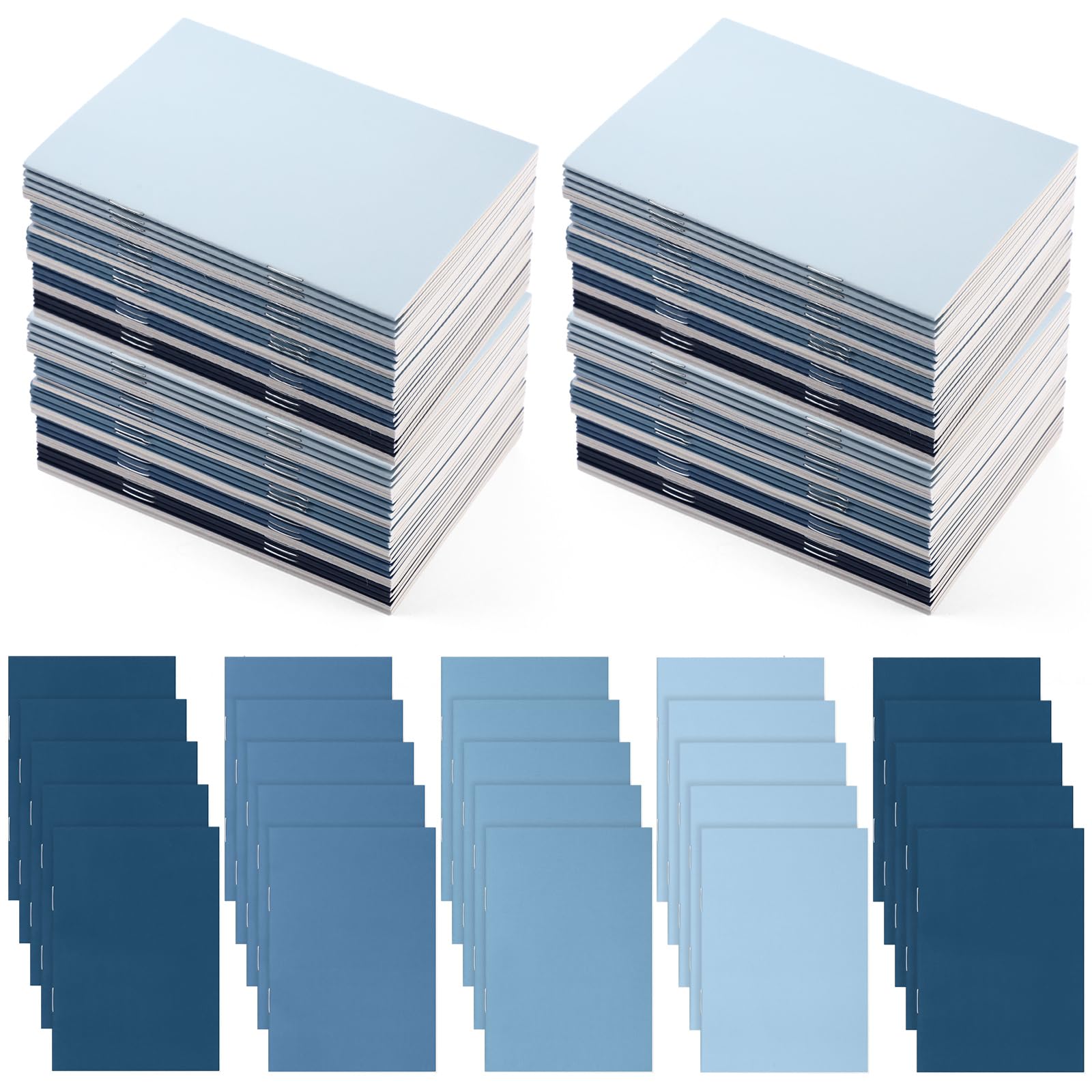 Eaasty Mini Notebooks Bulk Small Pocket Notepads Journals Colorful Cover Notebooks Gifts for Coworker Employee Team Office Secretaries School Classroom Party Prize(Blue,50 Pcs)