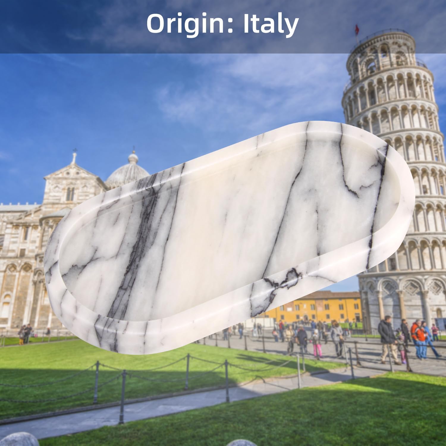 Oval Marble Bathroom Vanity Tray, Natural Luxury Marble Home Kitchen Bathroom Table Tray, Stone Decorative Countertop Tray for Coffee Perfume Jewelry (Lilac, 10" x 5" x 0.6")