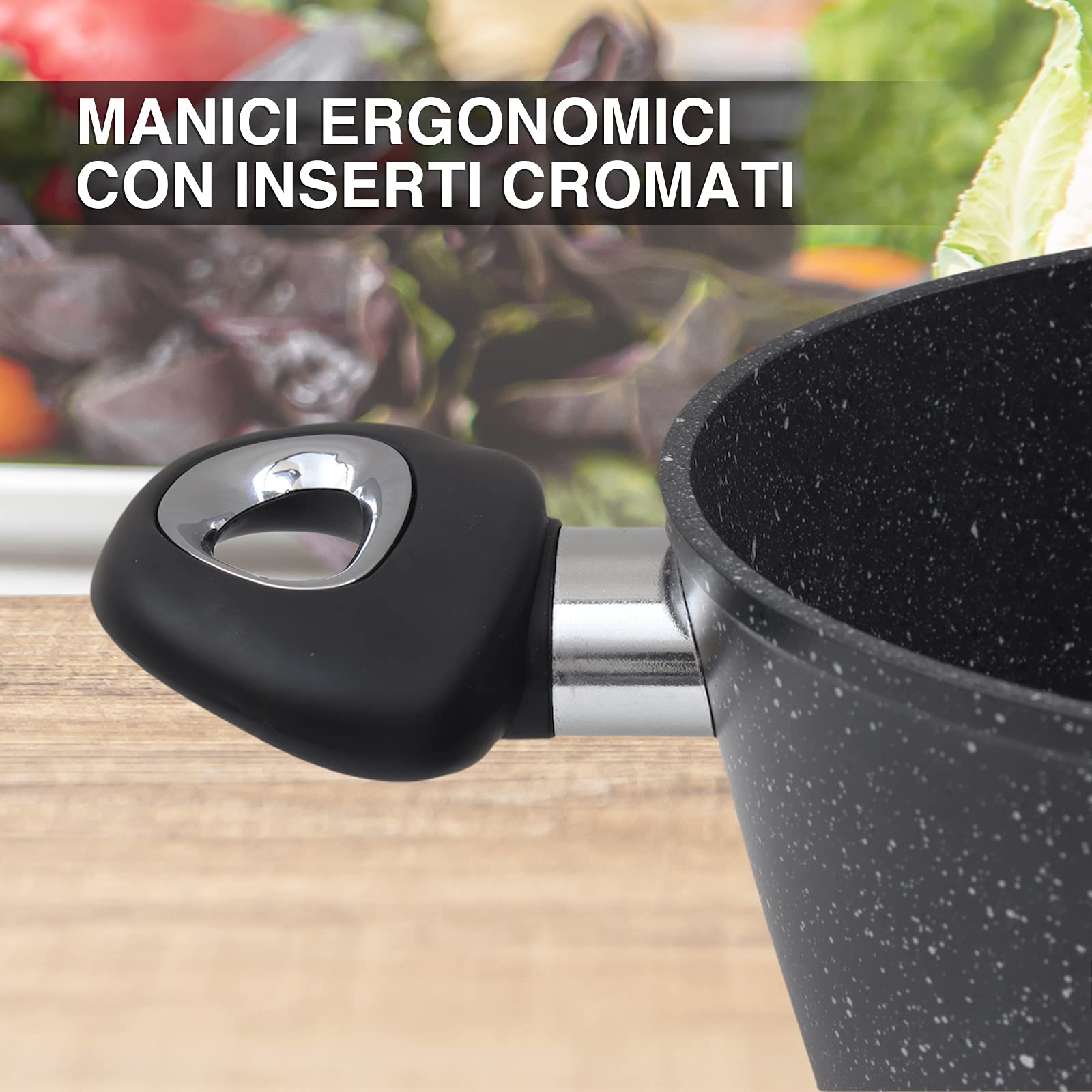 MAURY’S MAXISTONE TITANIUM CASSERUOLA ANTIADERENTE IN ALLUMINIO RINFORZATO (22 cm)