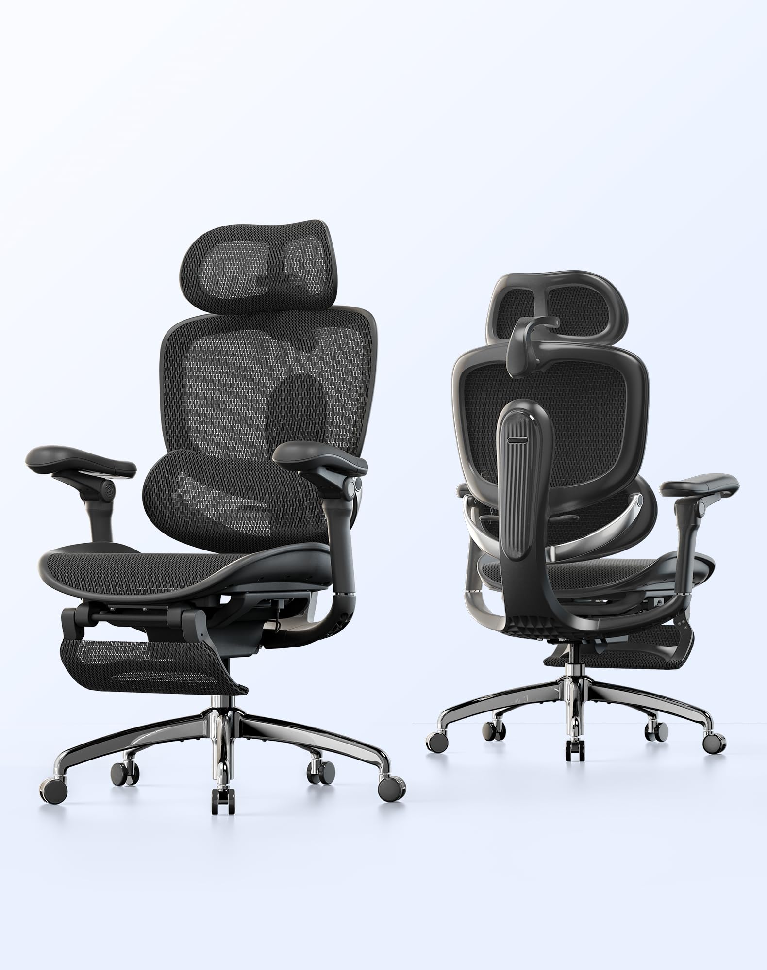 SIHOO SIHOO Doro C300 Pro V2 Ergonomic Office Chair with Footrest & Full-Body Adaptive Support, 8D Armrests & Breathable Mesh, Comfy High Back Computer Desk Chair for Long Hours, 135° Recline, Jet Black