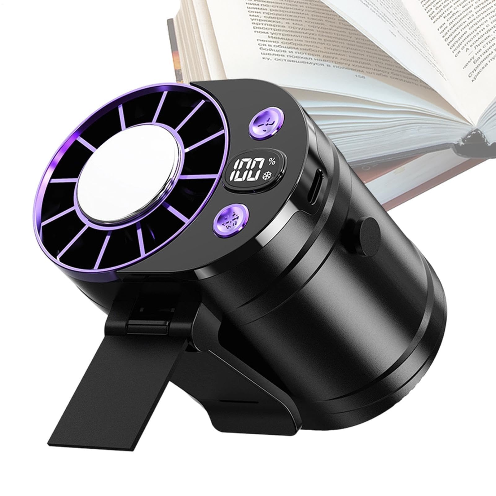 Ventilatore portatile a clip di dimensioni – 100 velocità display a LED accessorio rinfrescante portatile – Mini ventilatore da cintura a batteria con morsetto, per cantiere all'aperto casa