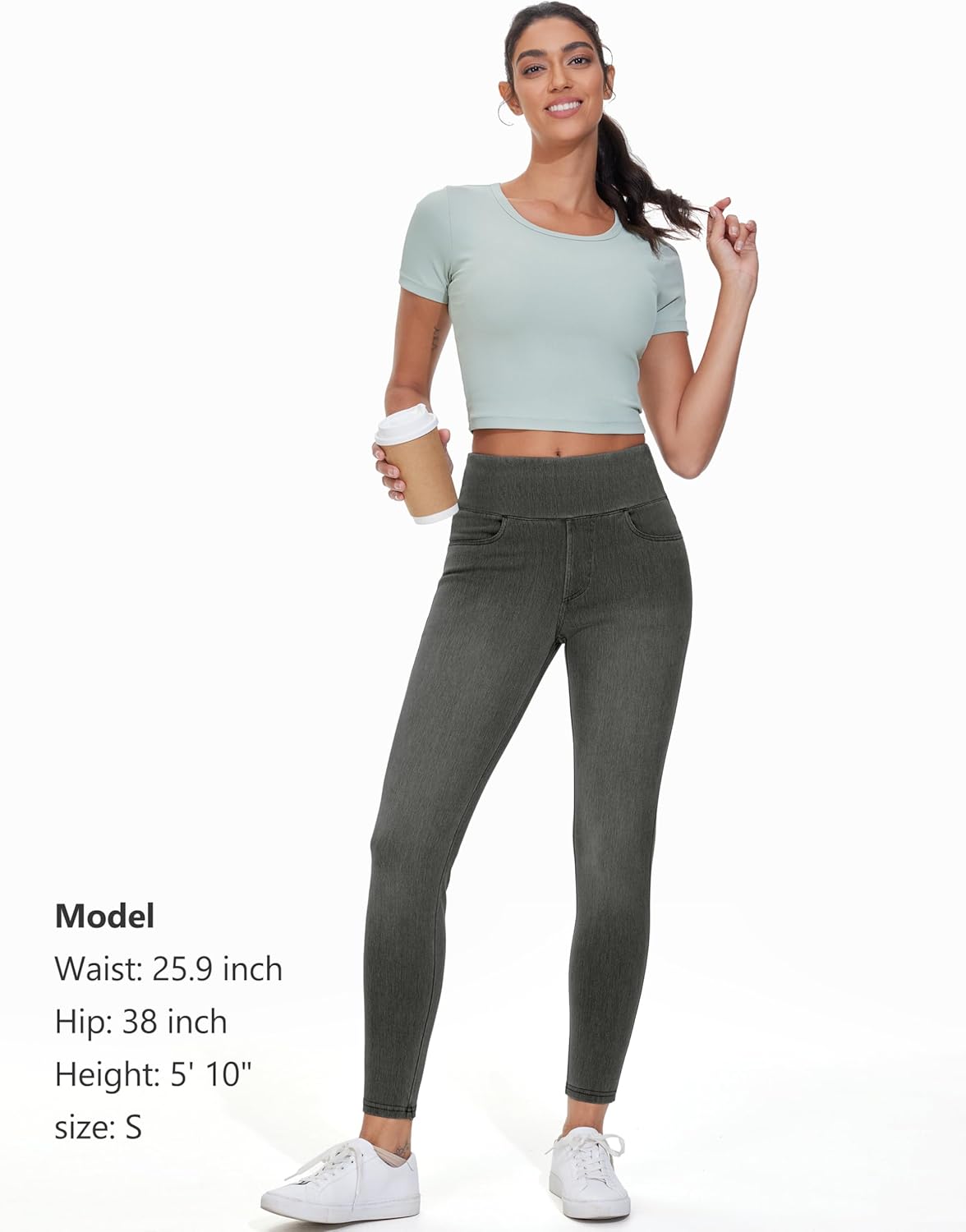 THE GYM PEOPLE Women's High Waisted Jeggings Pants Stretchy Tummy Control Skinny Jean Leggings with Pockets - Image 6