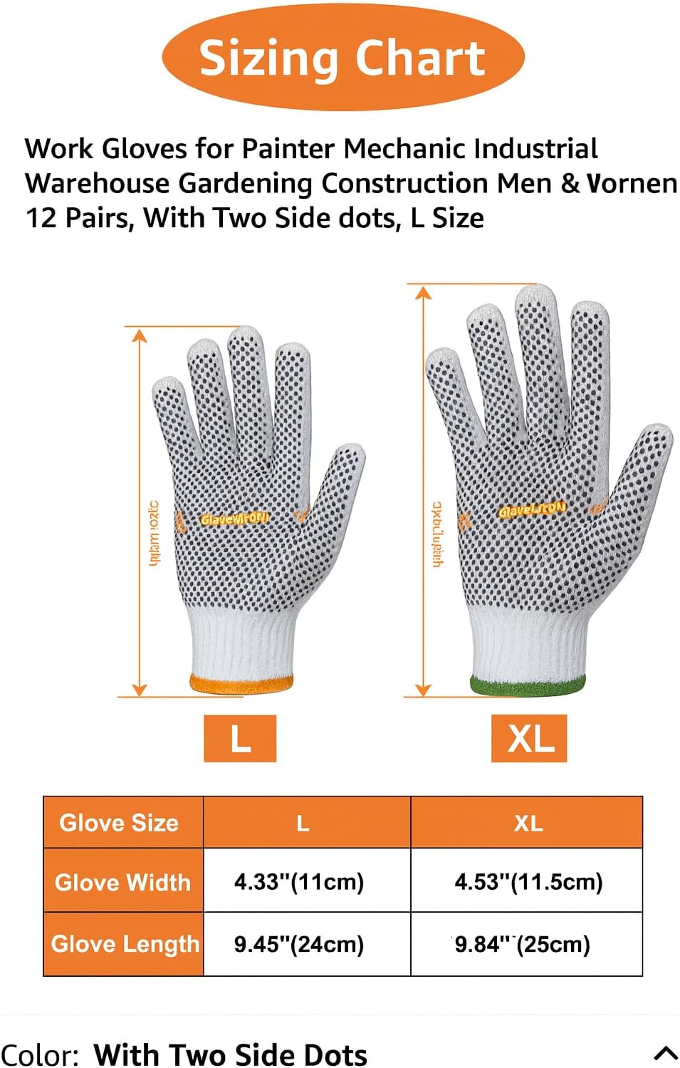 Double-Sided, Anti-Slip, Machine Washable, Unisex Gardening, Construction, Mechanics Gloves - Image 3