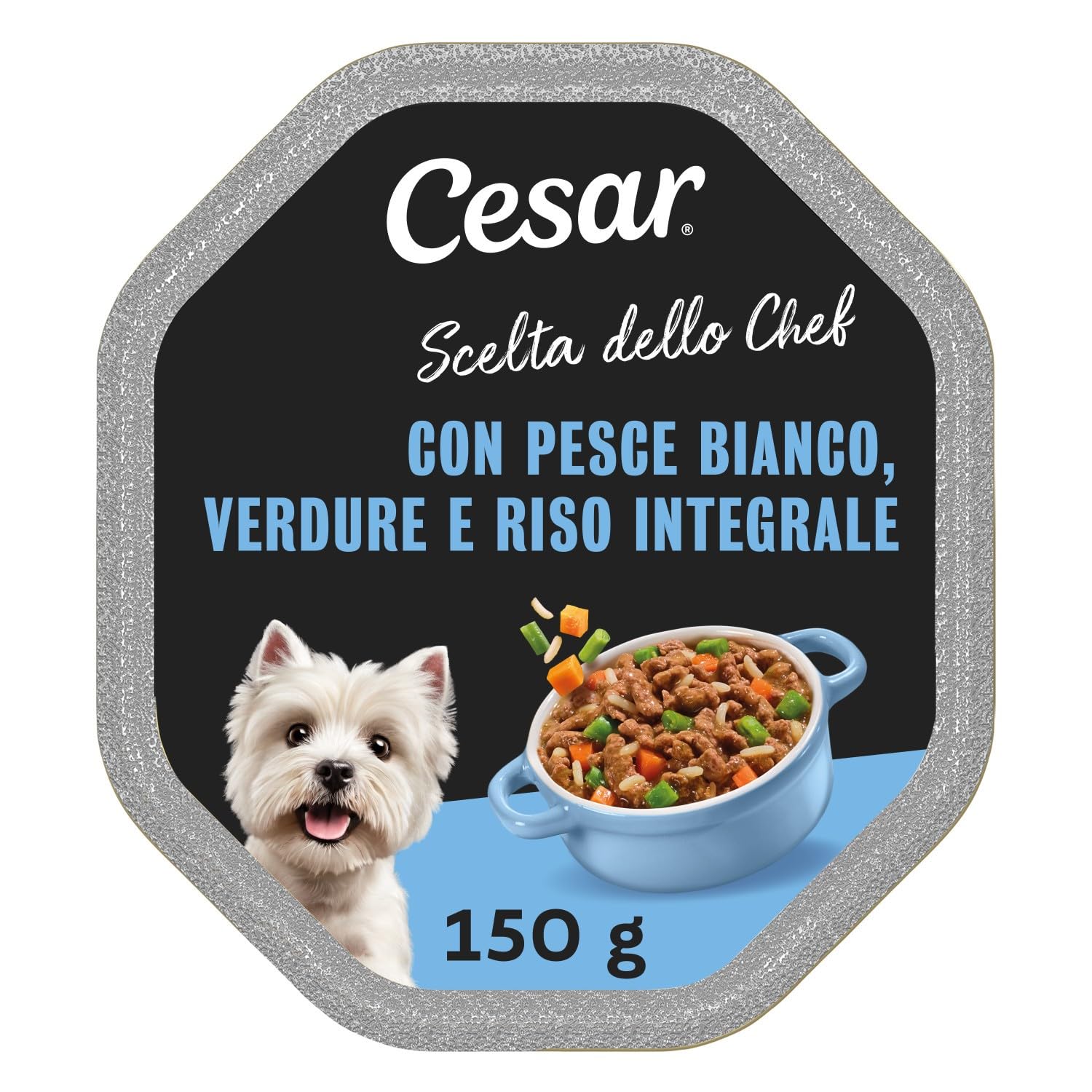 Cesar Scelta Dello Chef Pesce Bianco alla Griglia con Riso Integrale e Verdure, Pesce, Misto, 150 g (Confezione da 14)