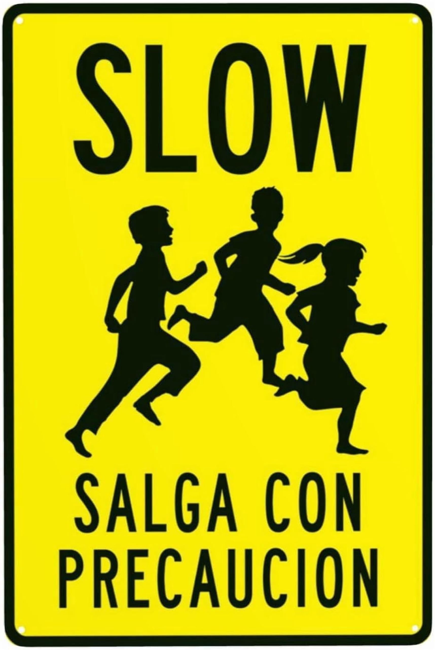 (2-Pack) Metal Tin Sign Slow Spanish Traffic Sign, Vintage Street Safety Plaque For Business Home, Bilingual Slow Down Warning Sign, 8x12 Inch