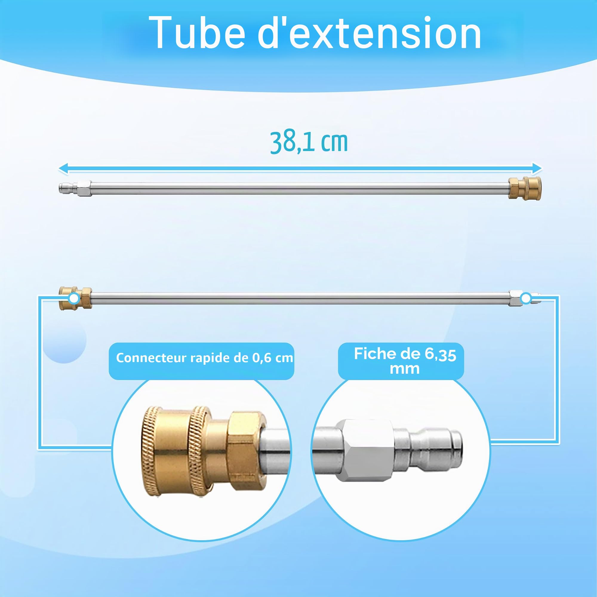 Tool Daily Nettoyeur de Surface pour Nettoyeur Haute Pression de 35,6 cm, Fixation en Acier Inoxydable avec 4 Roues, 2 Rallonges et 2 Buses de Rechange, 4000 PSI