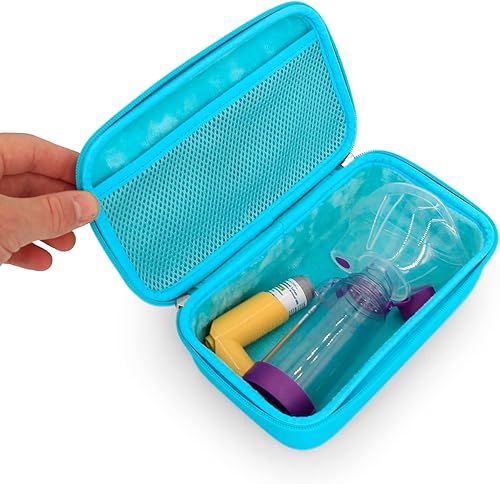 Miniatura 8 de CASEMATIX Funda para inhalador de asma para viajes, se adapta al espaciador de inhalador de asma con máscara adjunta, soporte para inhalador y
