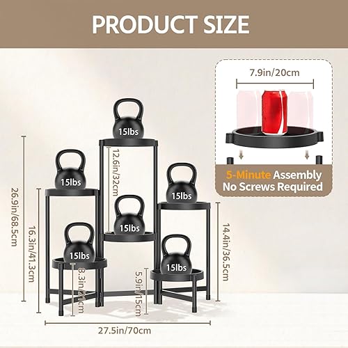 Miniatura 3 de LASZOLA Soporte plegable de 6 niveles para plantas de interior para múltiples macetas grandes, estante ajustable alto y resistente con estantería de