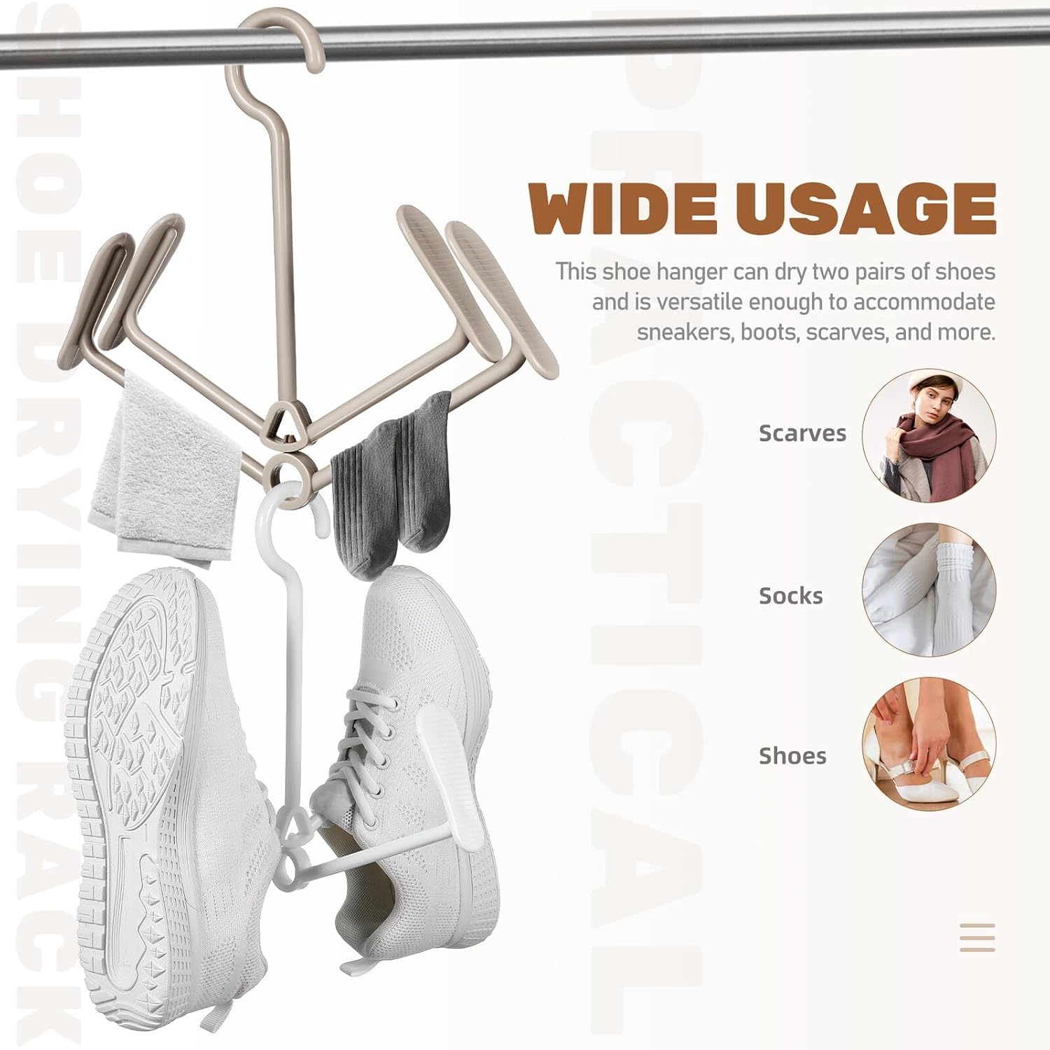 2 Pcs Foldable Shoe Drying Rack Plastic Shoe Hangers with Quick-Drain Design for Balcony and Entryway for Closet and Outdoor Use