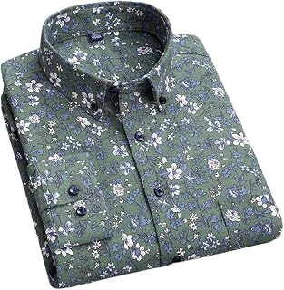 Men Long-Sleeve Shirts for Oxford Print Striped Tops Social Slim fit Shirt Vintage Clothes