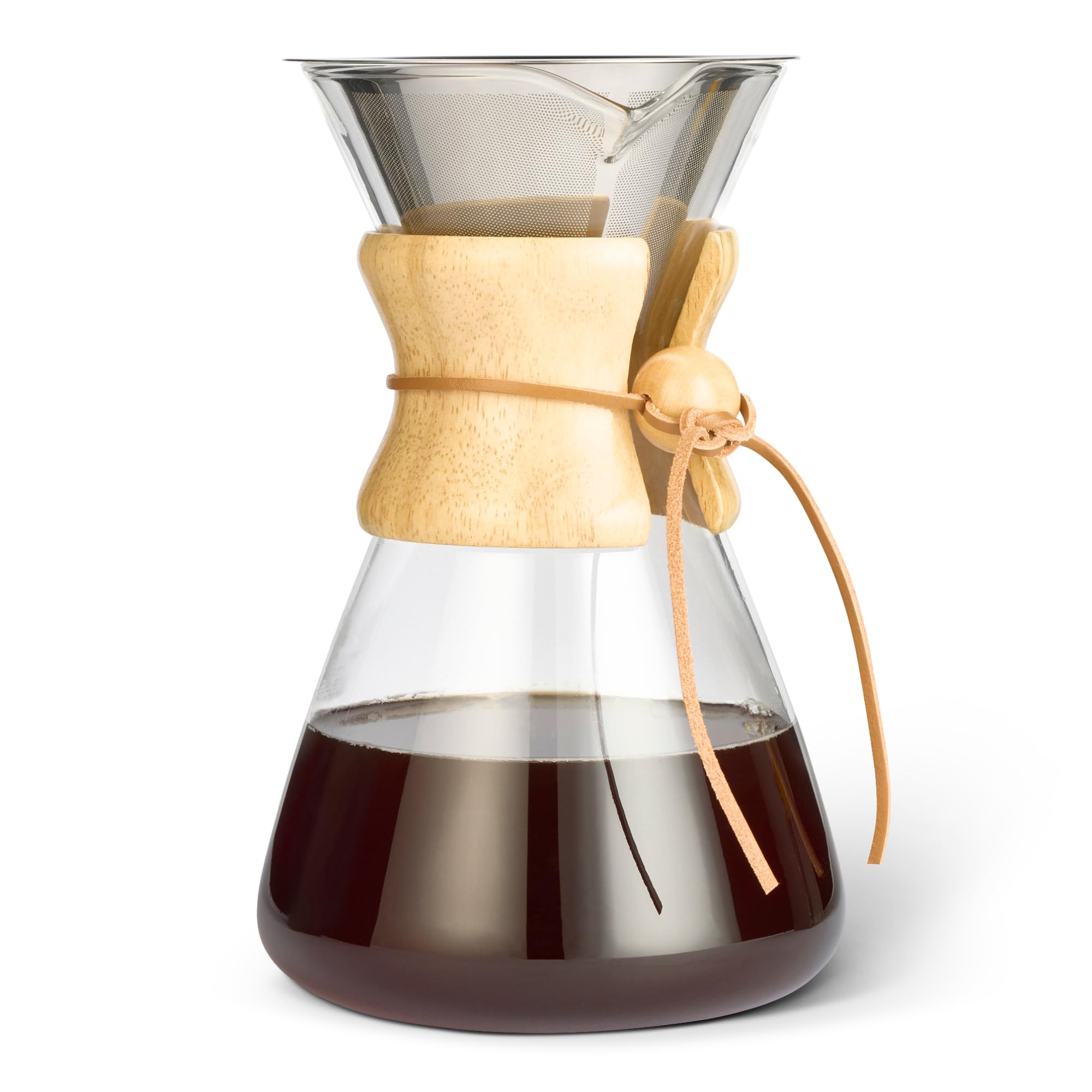 Amazon Basics Pour Over Coffee Maker, 1L, Borosilicate Glass, BPA-Free, Reusable Stainless Steel Filter