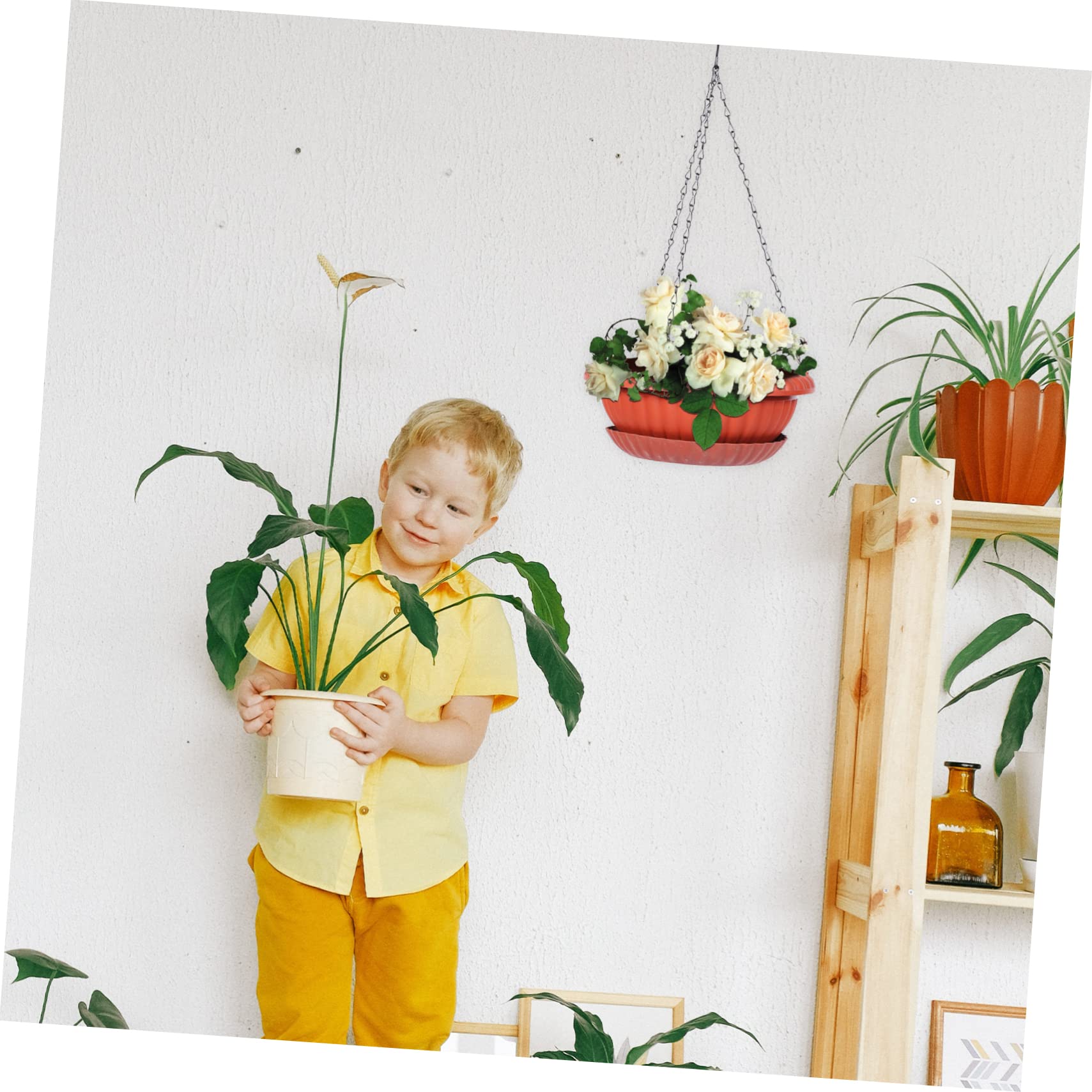 BESPORTBLE 4sets Portavasi Sospesi in Vassoi Fioriere Sospese Per Giardino Vasi Da Fiori Per Chlorophytum Accessori Da Giardino in Metallo e Pp