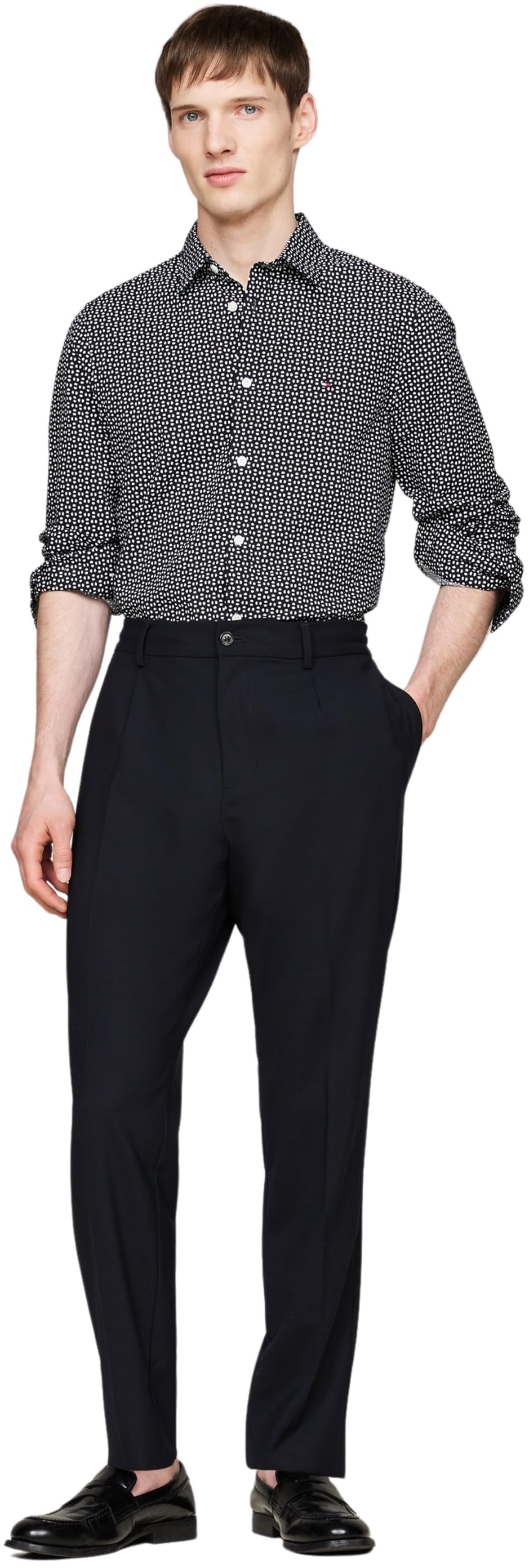 Tommy Hilfiger Camisa de Popelín Hombre Print Shirt con Botones