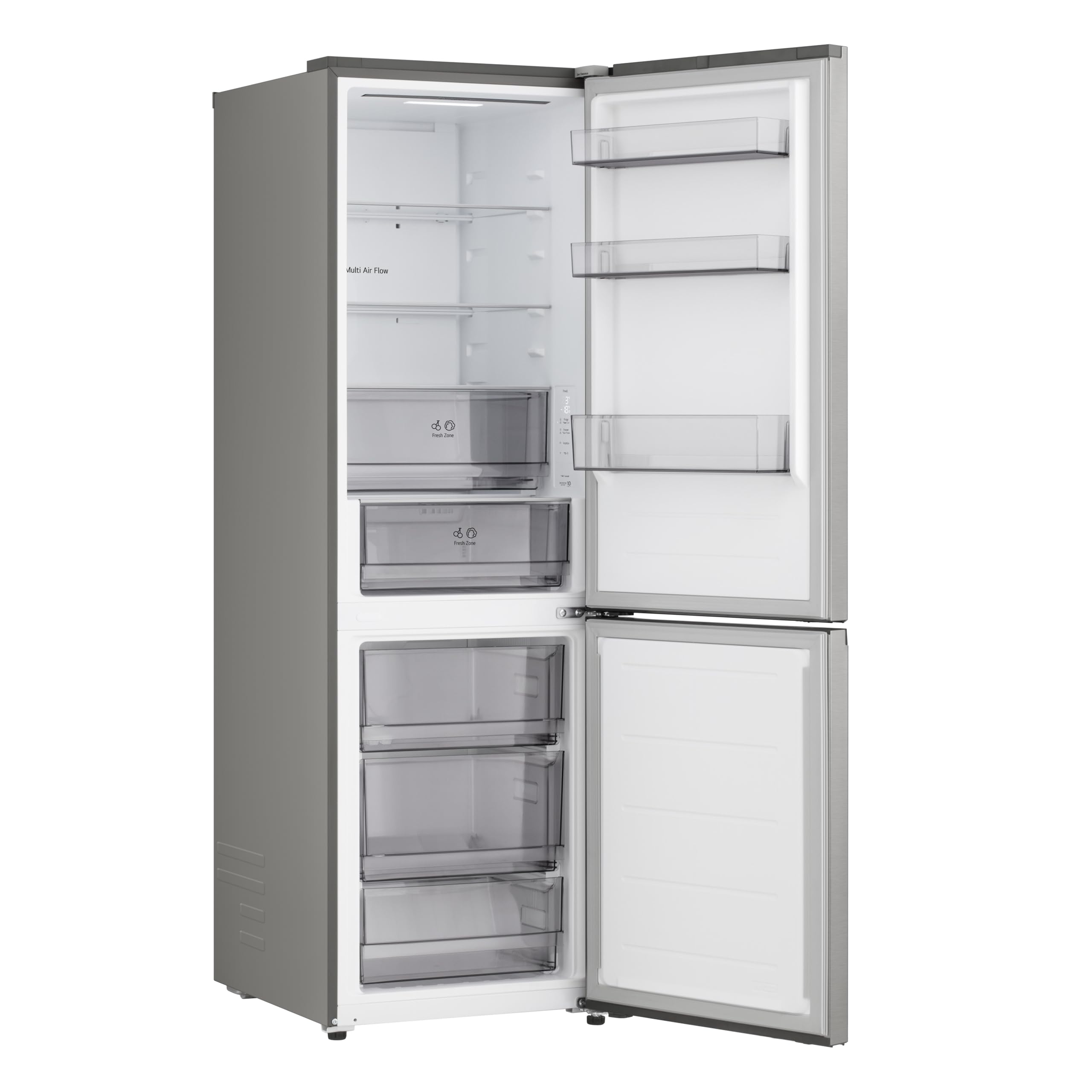 LG GBBSJ2CCPY Frigorifero Combinato Larghezza 60 cm Fit & Max, Classe C, Raffreddamento Ottimizzato con AI Saving, Total No Frost, Door e Linear Cooling, 375 L, Wi-Fi, Smart Inverter, Prime Silver