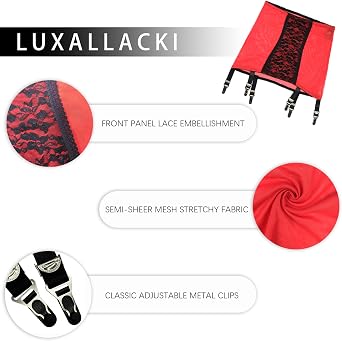 Open Bottom Girdle with 6 Straps Garter Belt Metal Clips Lace Front Panel Stretchy Waist Shaping Underwear