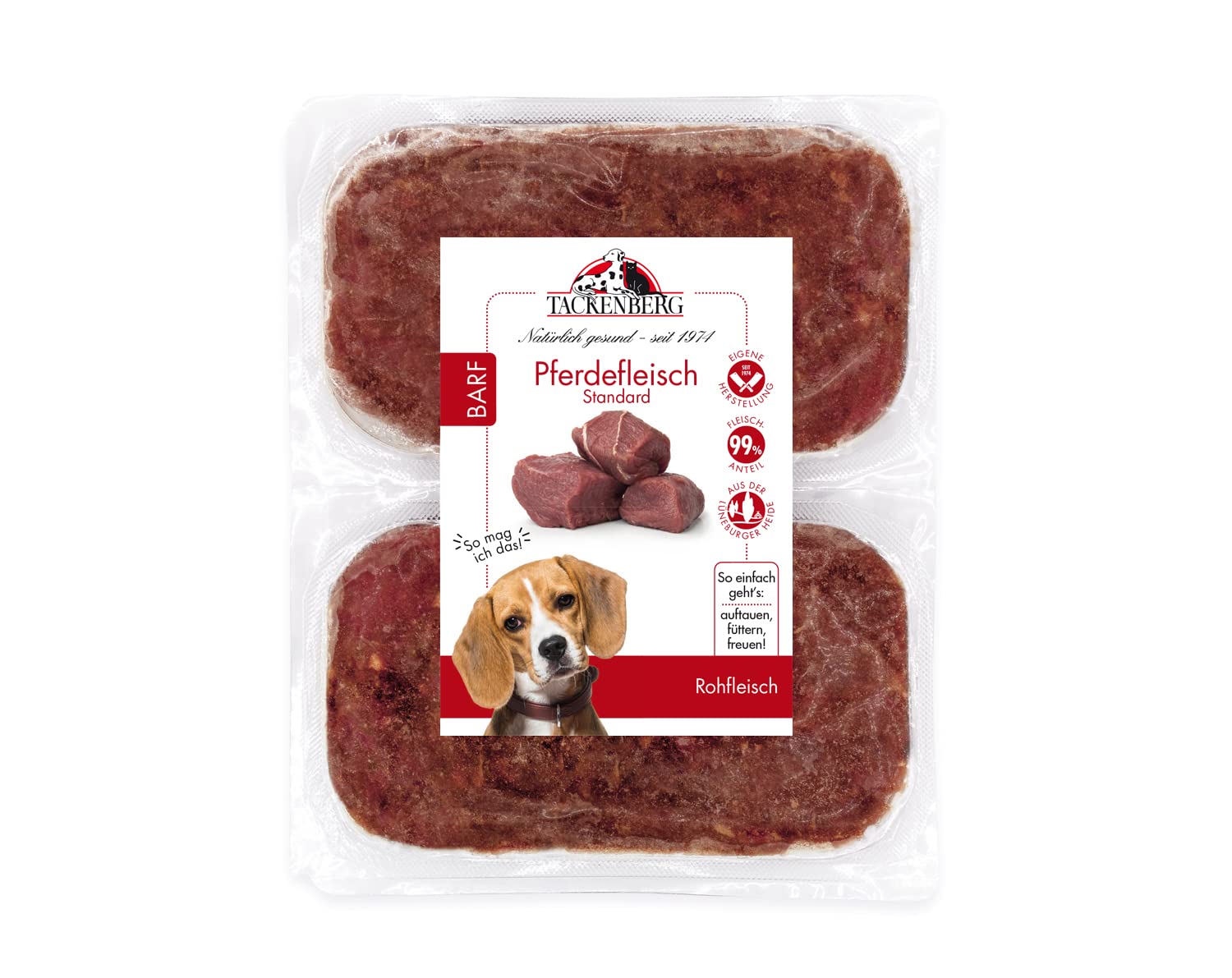 TACKENBERG 5kg Barf Premium Mix-Paket für Hunde. 5 Sorten Barf Fleisch für Hunde