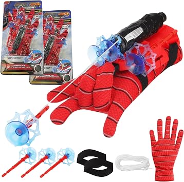 Spider Web Shooter Toy with String Ejection Suction Cup Trigger Rope Launcher for Kids Spider Launcher, Set of 2