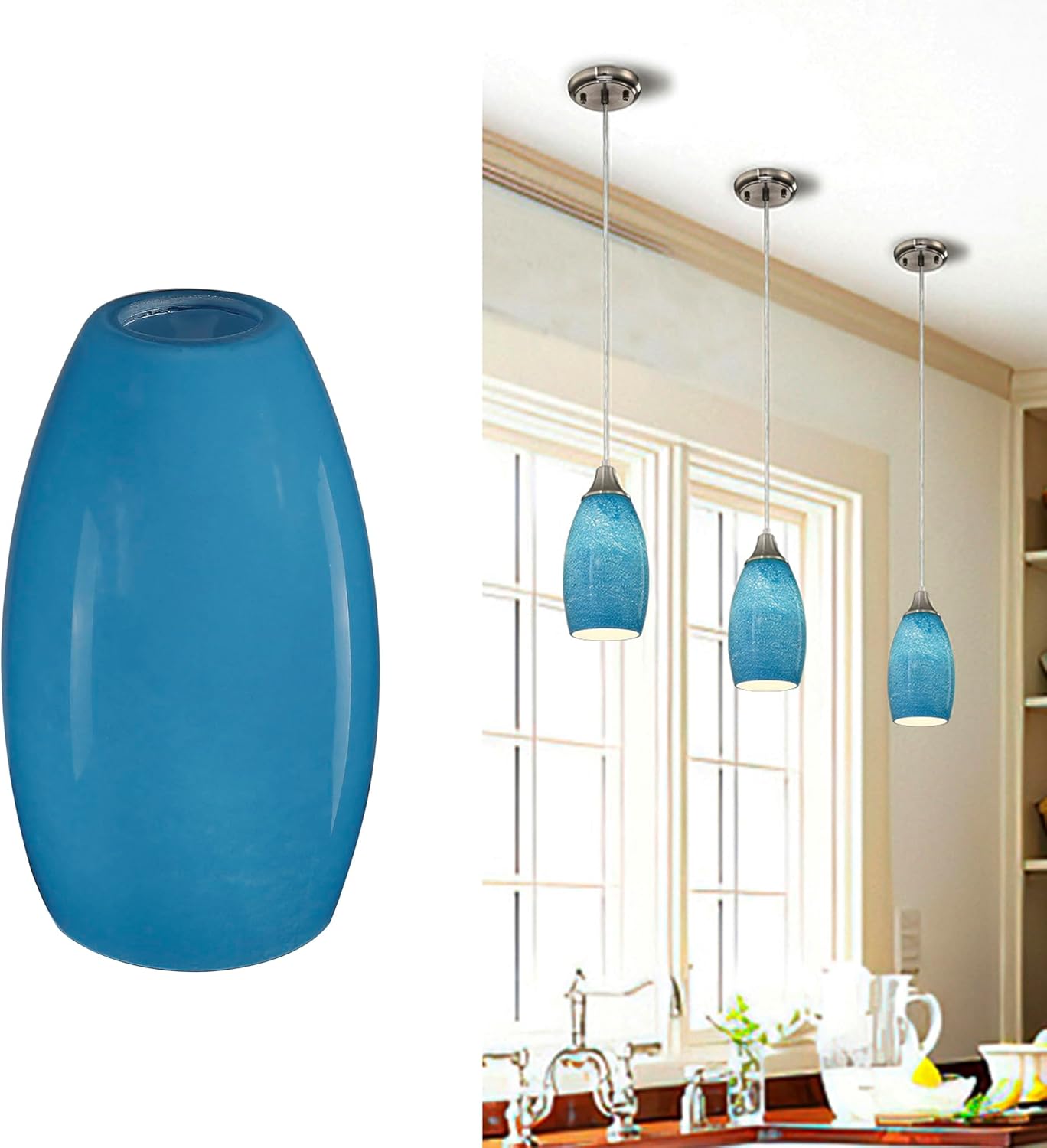 Oval Glass Pendant Lamp Shade Only Glass Light Cover Fixtures
